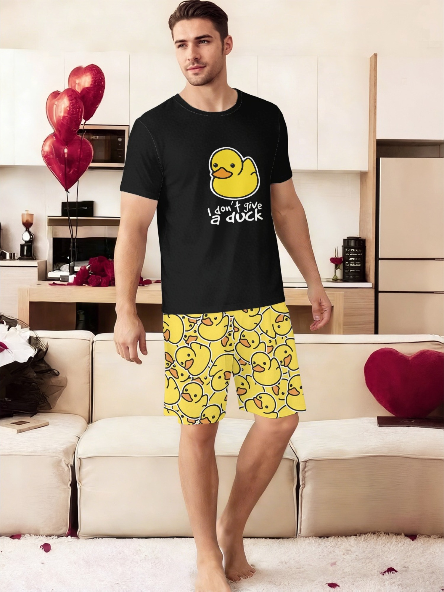 "I Don't Give a Duck" Matching Couple Outfit | Funny Summer T-Shirt & Shorts Set