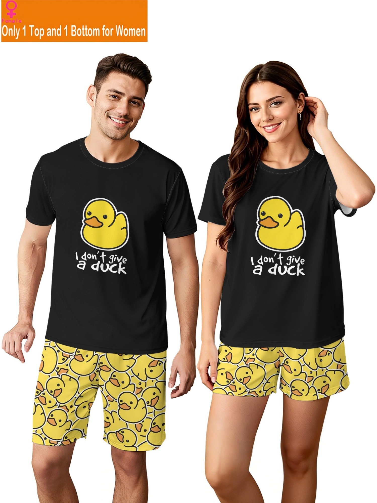 "I Don't Give a Duck" Matching Couple Outfit | Funny Summer T-Shirt & Shorts Set