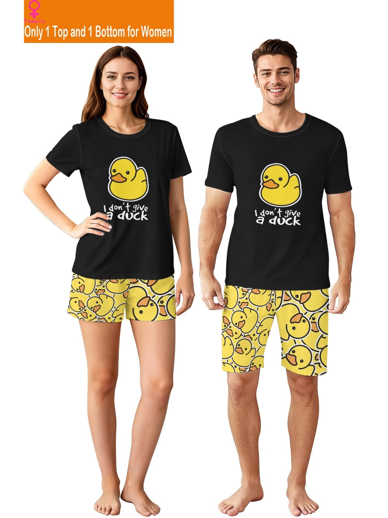 "I Don't Give a Duck" Matching Couple Outfit | Funny Summer T-Shirt & Shorts Set