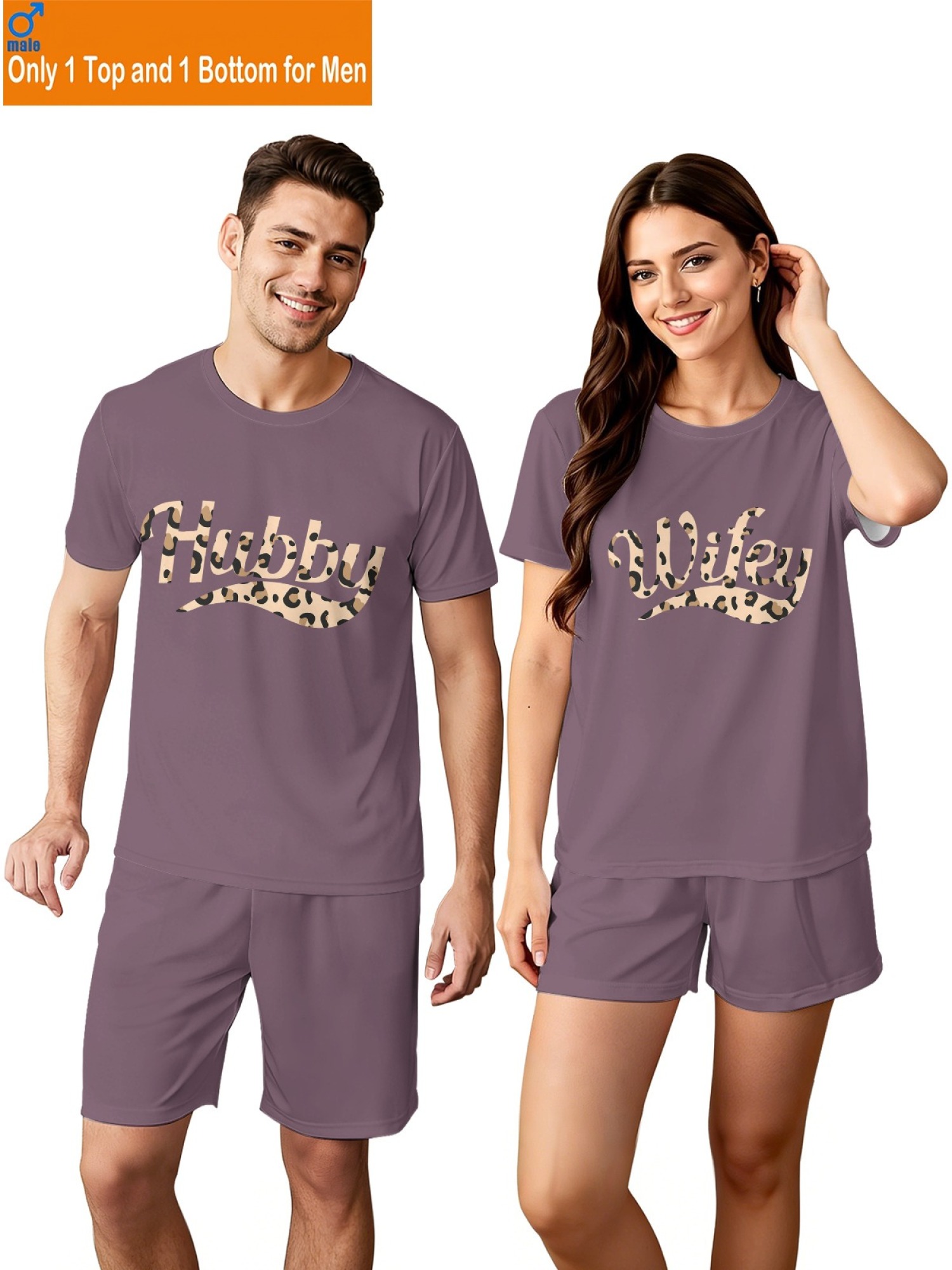 "Hubby & Wifey" Leopard Print Matching Couples Set | Wedding & Anniversary Outfit