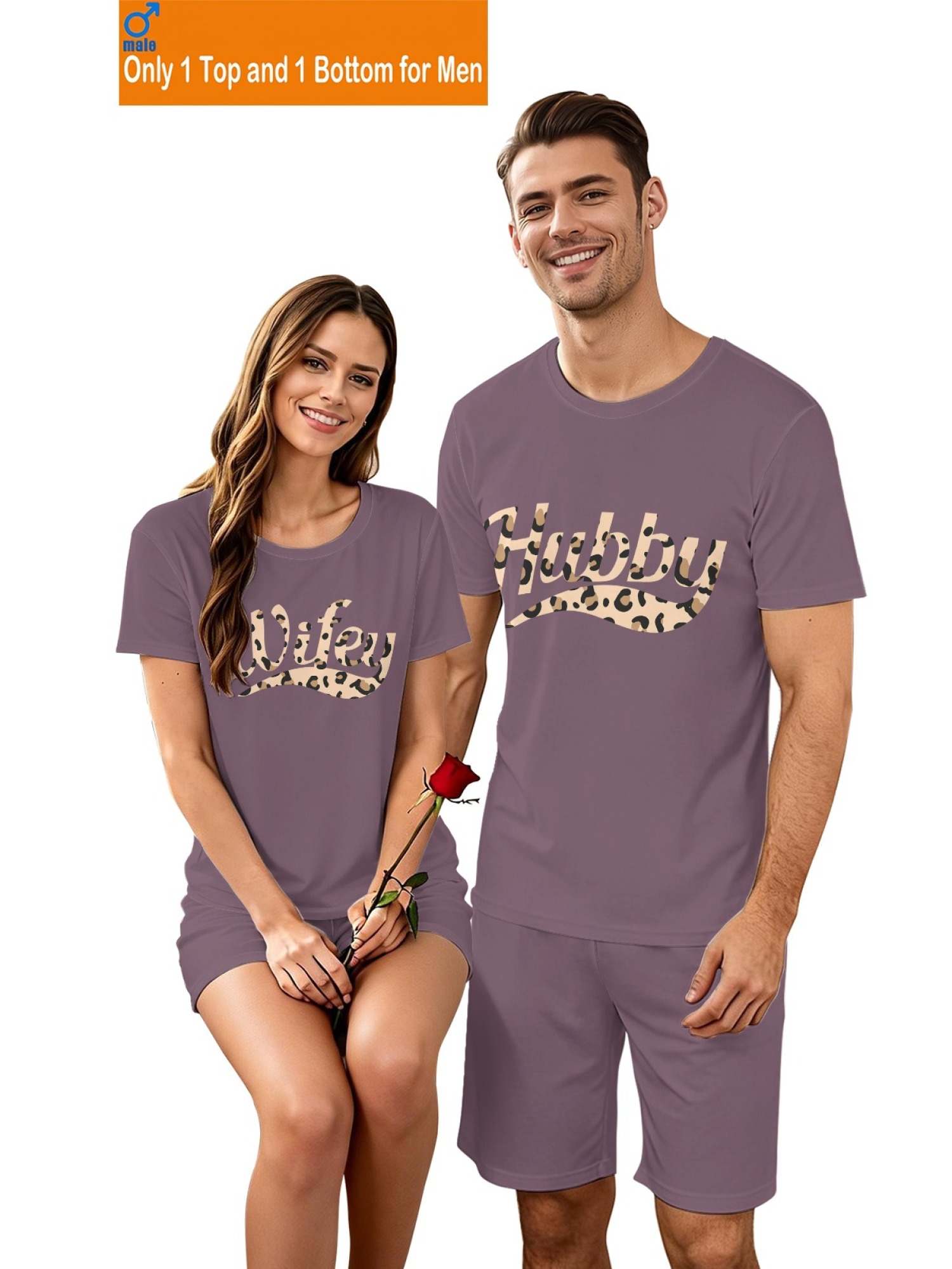 "Hubby & Wifey" Leopard Print Matching Couples Set | Wedding & Anniversary Outfit