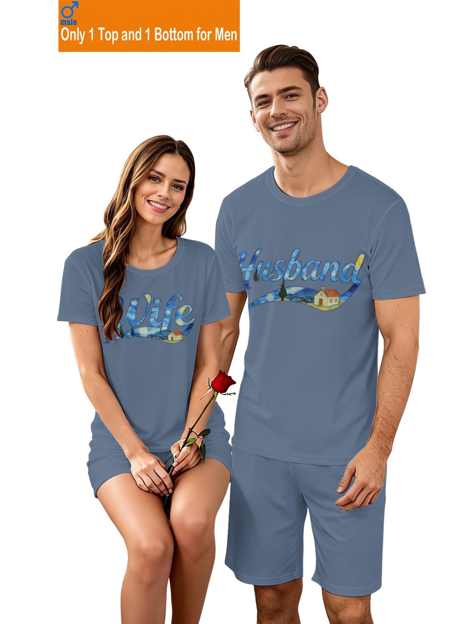 "Starry Night" Husband & Wife Matching Couples Set | Van Gogh Art Print Summer Outfit