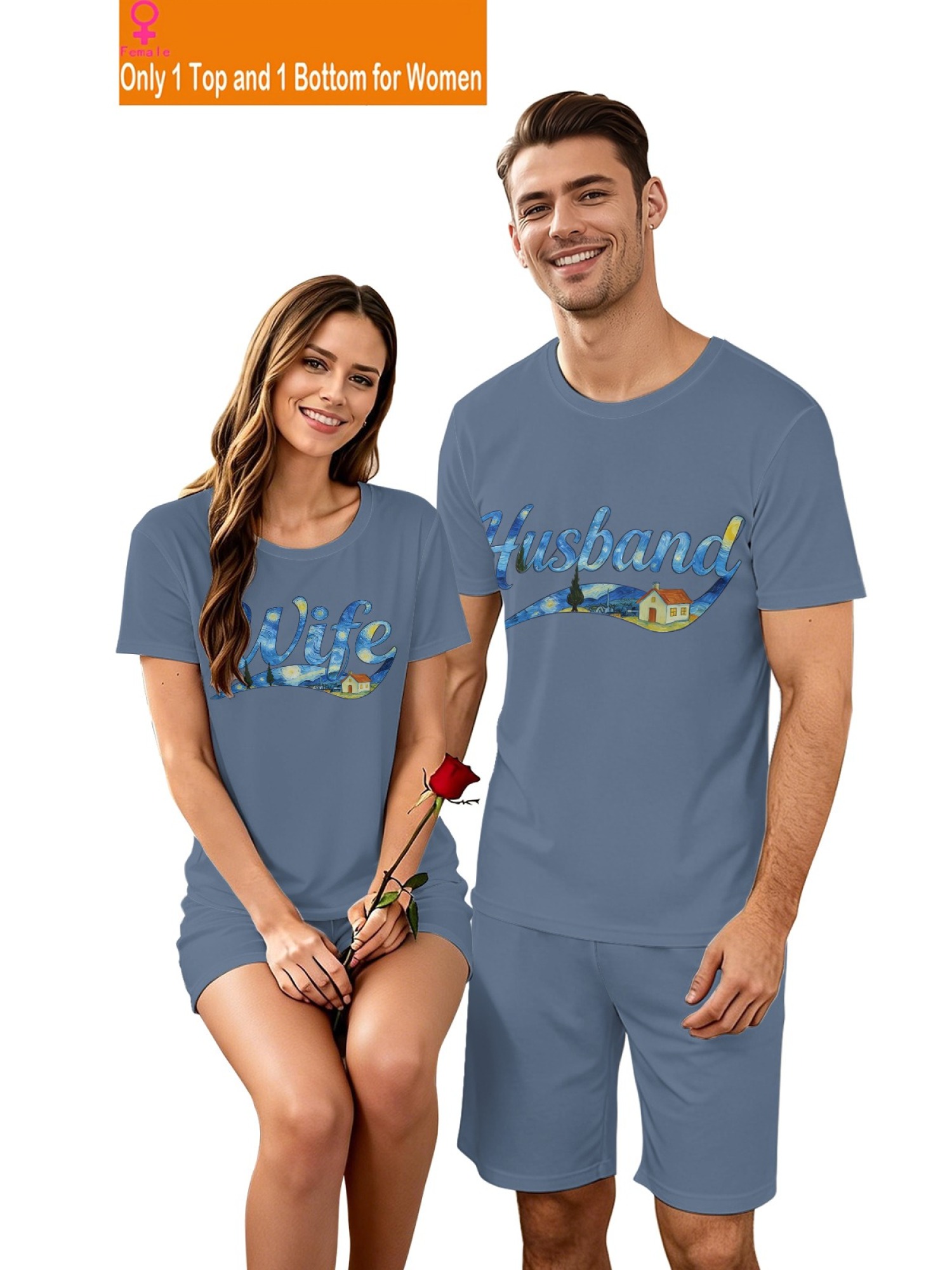"Starry Night" Husband & Wife Matching Couples Set | Van Gogh Art Print Summer Outfit