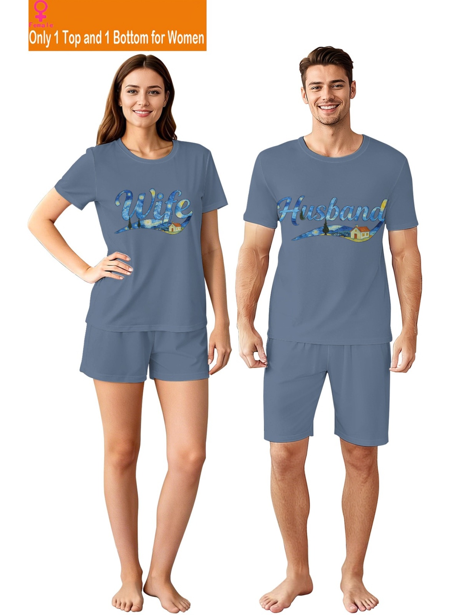 "Starry Night" Husband & Wife Matching Couples Set | Van Gogh Art Print Summer Outfit
