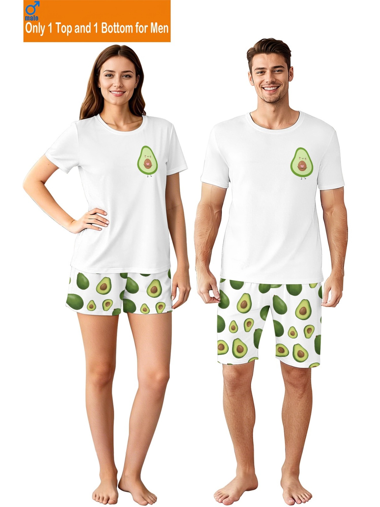 Trendy Avocado Graphic Couple Matching Set - Summer Unisex T-Shirt & Shorts Casual Streetwear Outfits