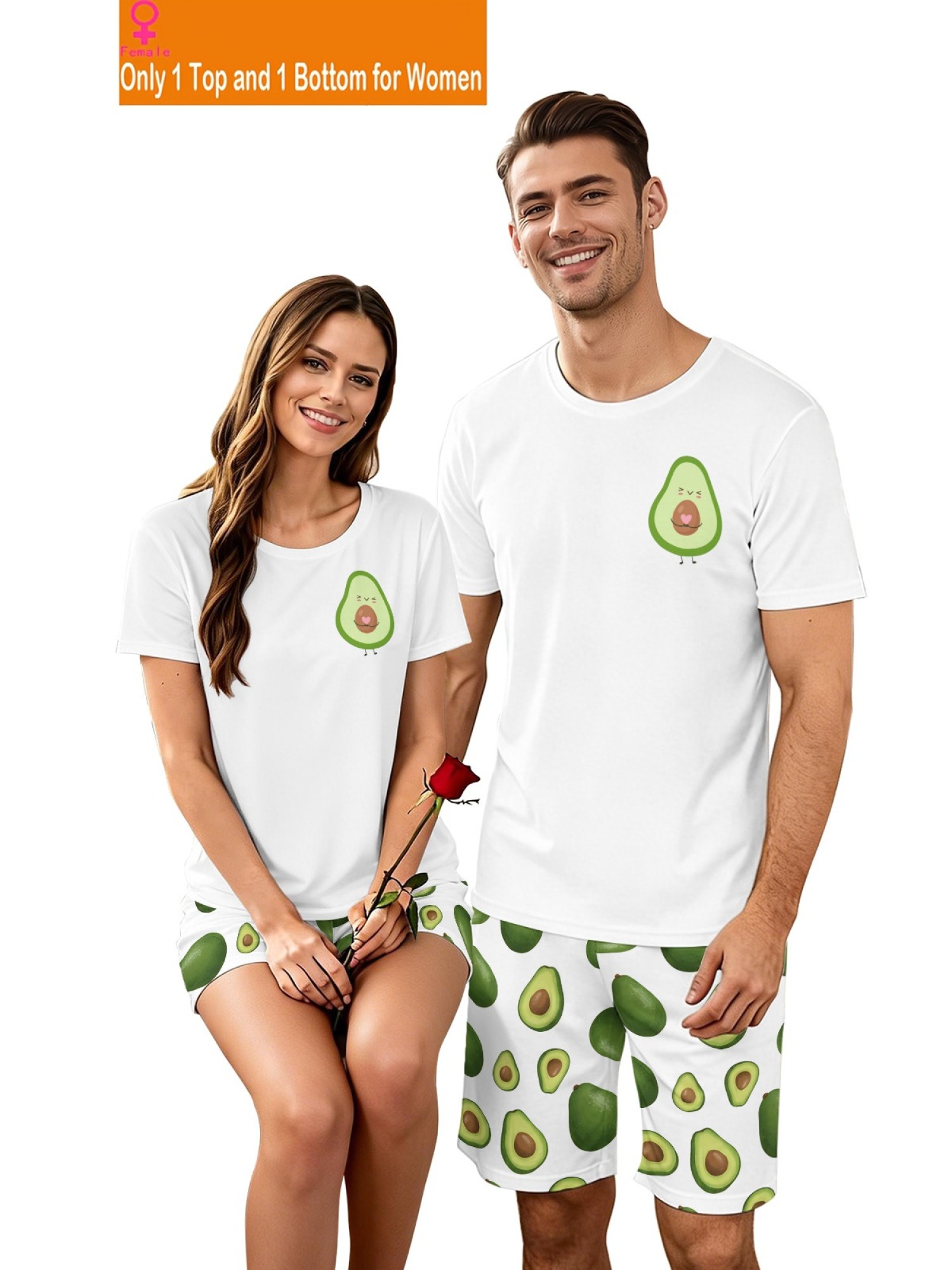 Trendy Avocado Graphic Couple Matching Set - Summer Unisex T-Shirt & Shorts Casual Streetwear Outfits