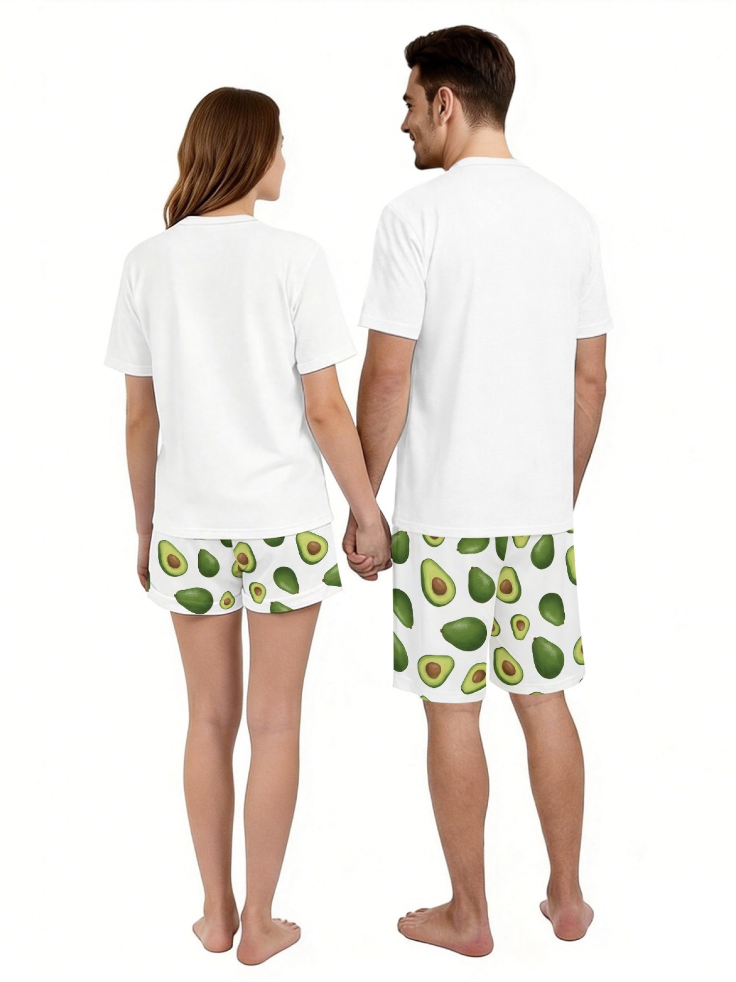 Trendy Avocado Graphic Couple Matching Set - Summer Unisex T-Shirt & Shorts Casual Streetwear Outfits