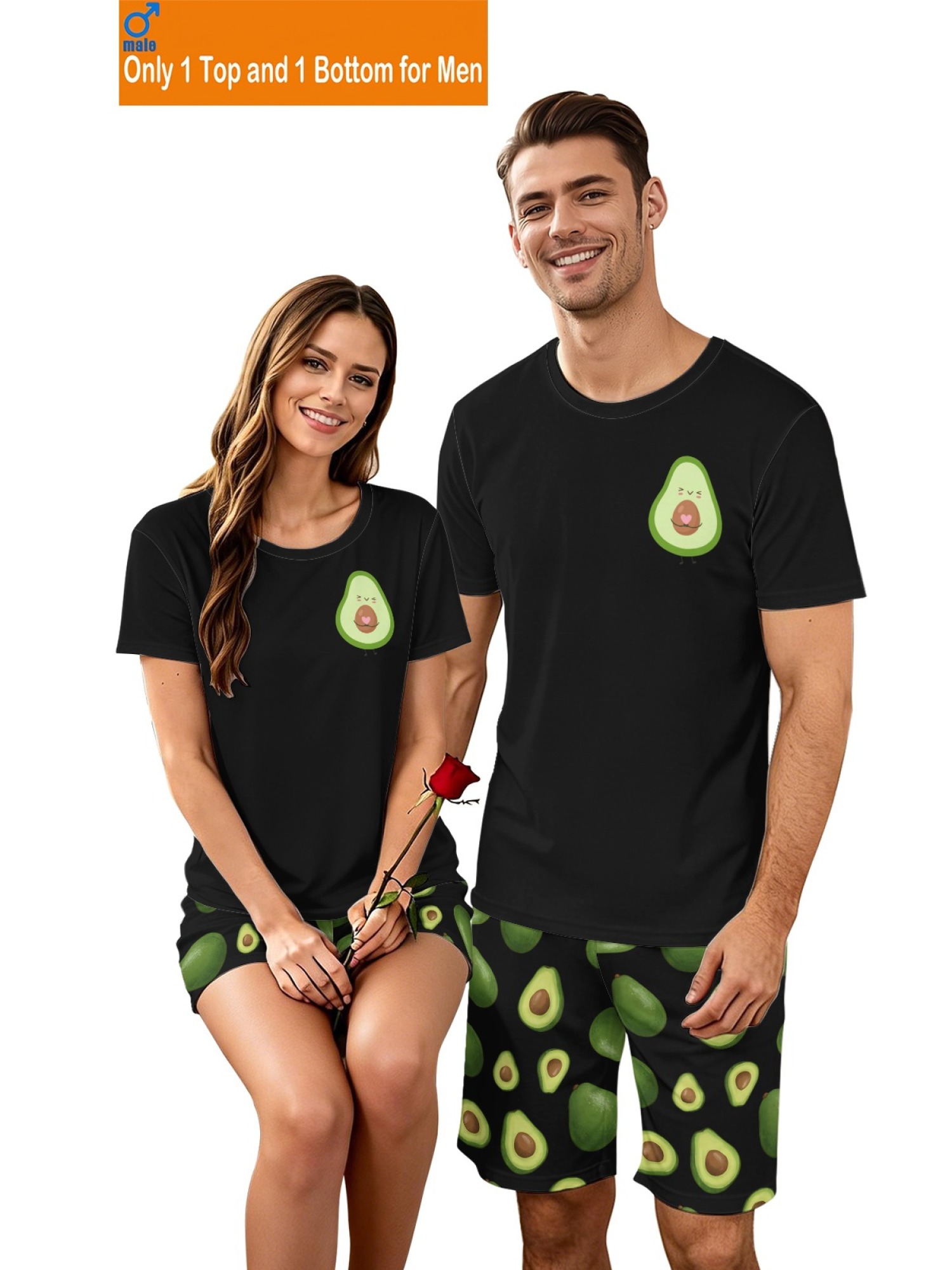 Trendy Avocado Graphic Couple Matching Set - Summer Unisex T-Shirt & Shorts Casual Streetwear Outfits