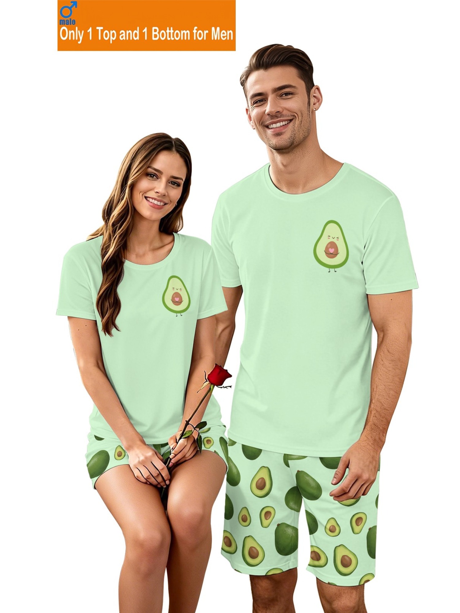 Trendy Avocado Graphic Couple Matching Set - Summer Unisex T-Shirt & Shorts Casual Streetwear Outfits