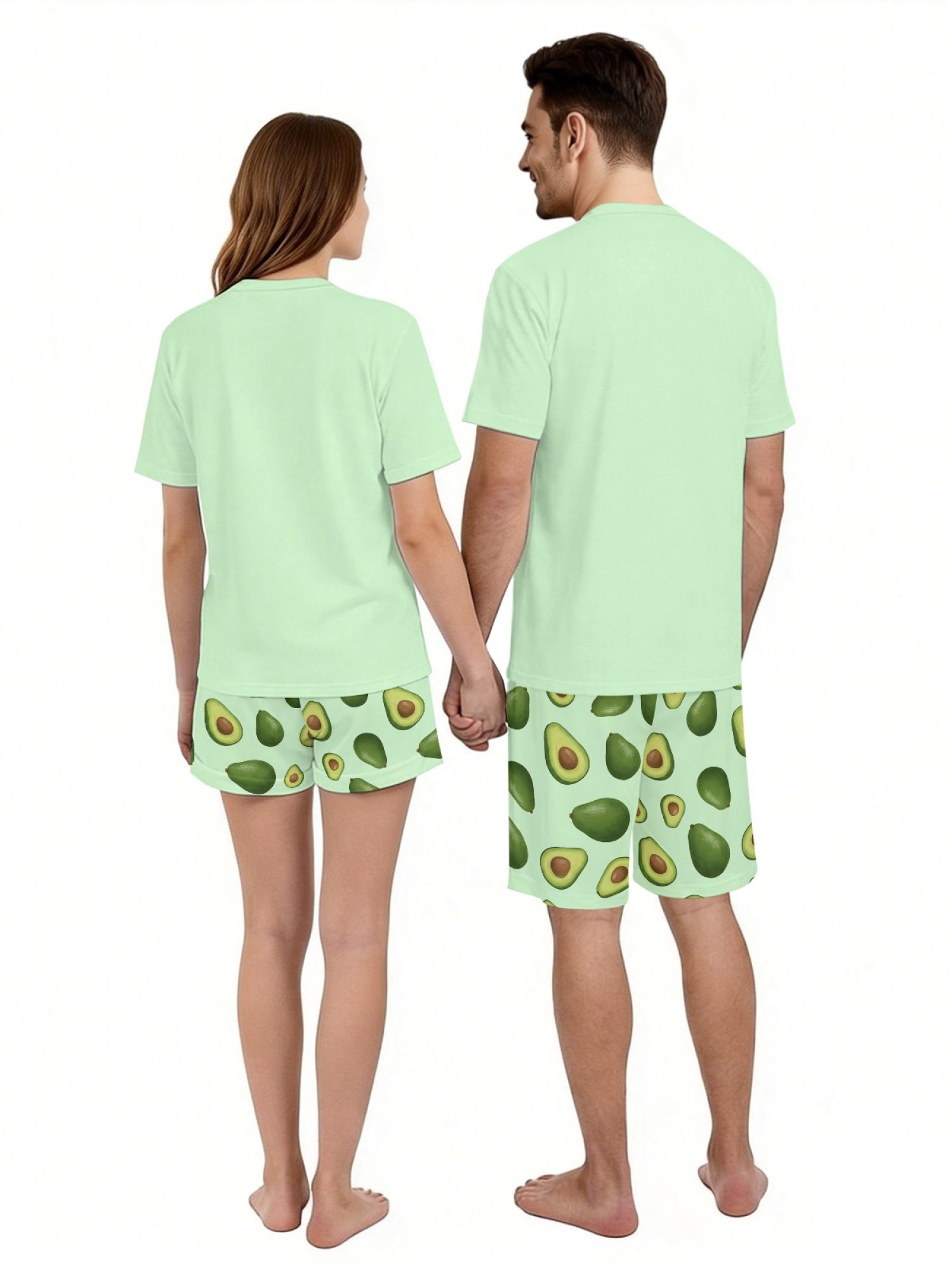 Trendy Avocado Graphic Couple Matching Set - Summer Unisex T-Shirt & Shorts Casual Streetwear Outfits