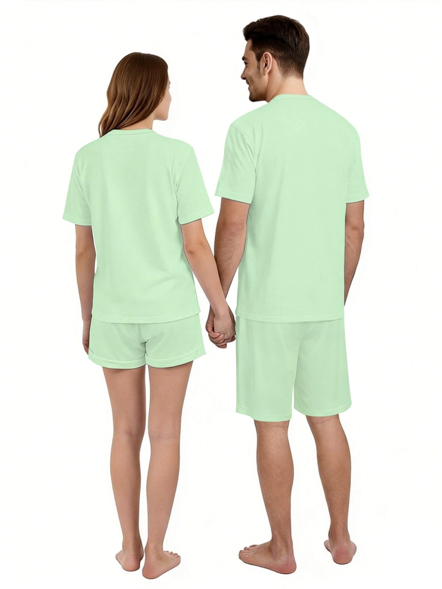 Romantic King & Queen Matching Couple Outfits - Cute Cartoon Graphic T-Shirt & Shorts 2-Piece Summer Set