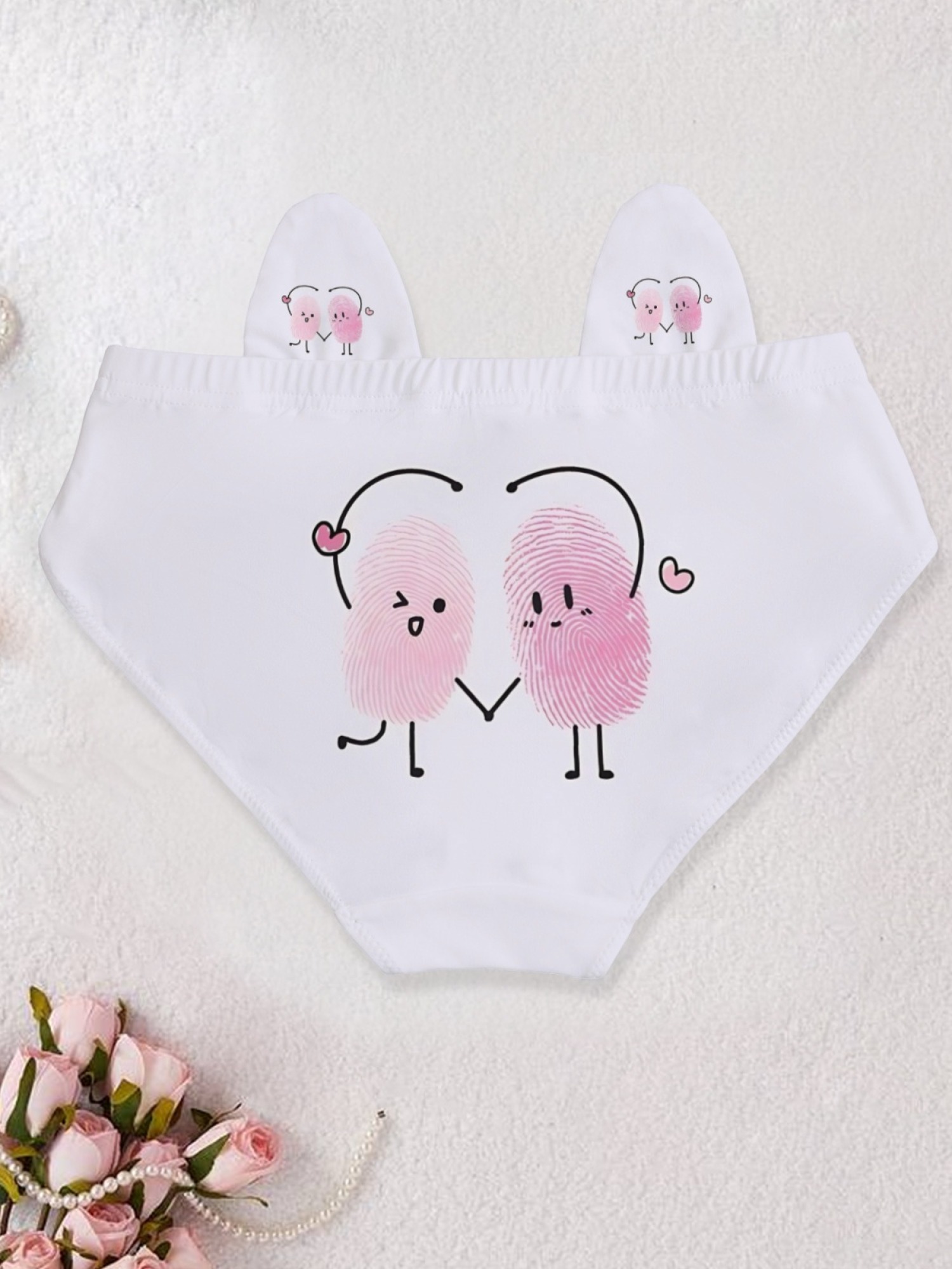 Cute Pink Fingerprint Heart Graphic Briefs | Soft Women's Panties