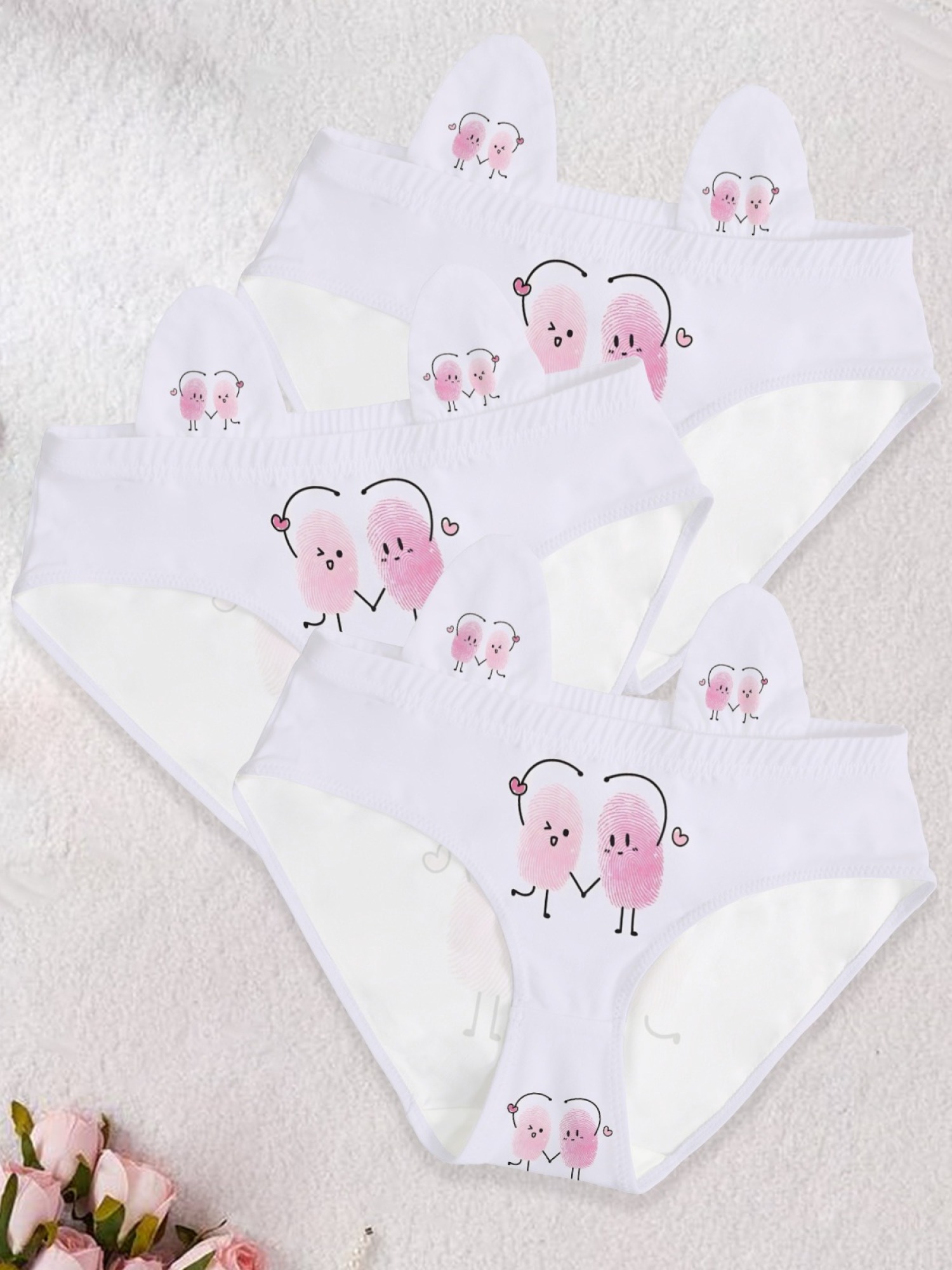 Cute Pink Fingerprint Heart Graphic Briefs | Soft Women's Panties