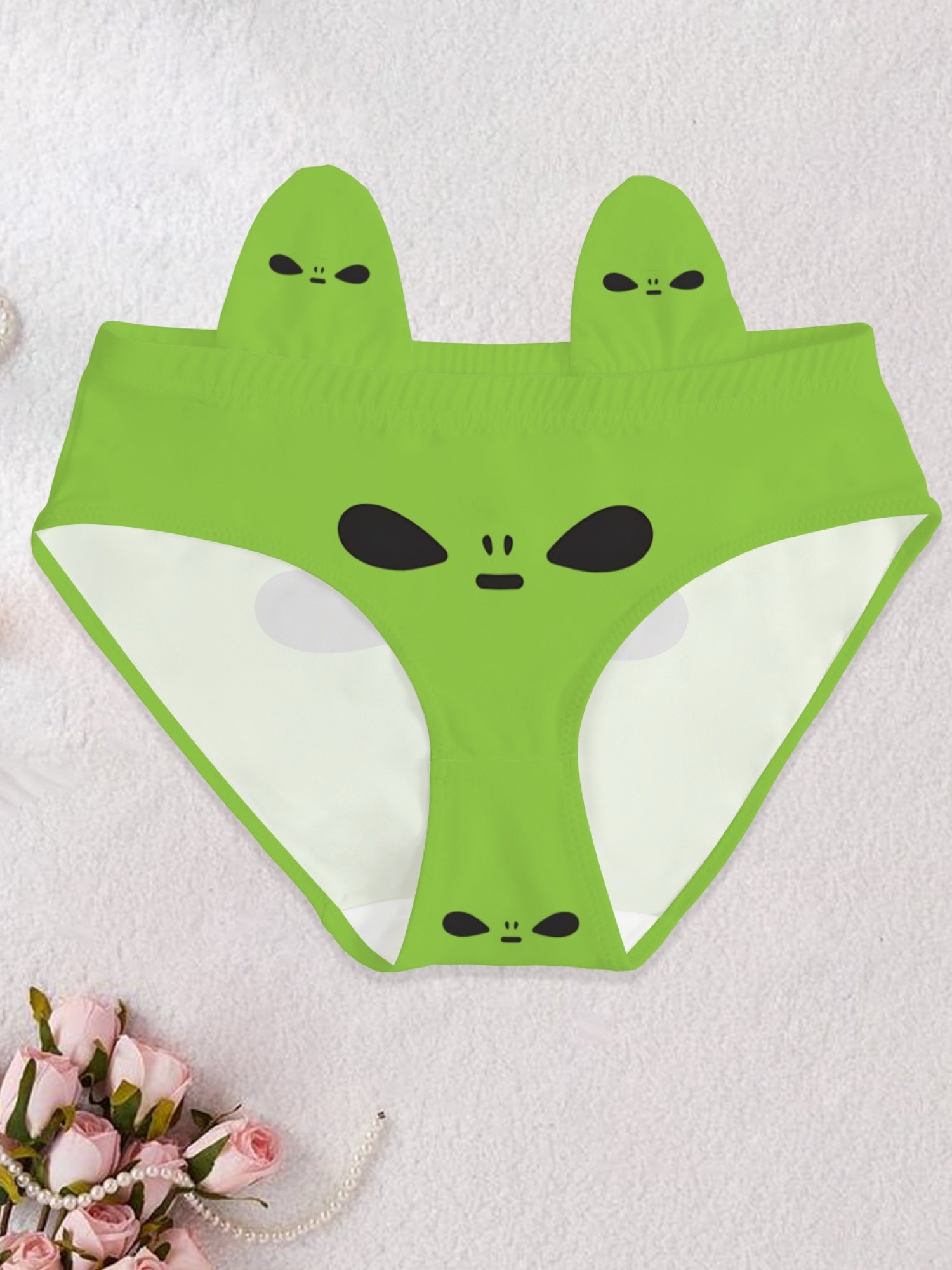 Alien Face Graphic Print Women's Cheeky Panties - Fun Novelty Breathable Briefs