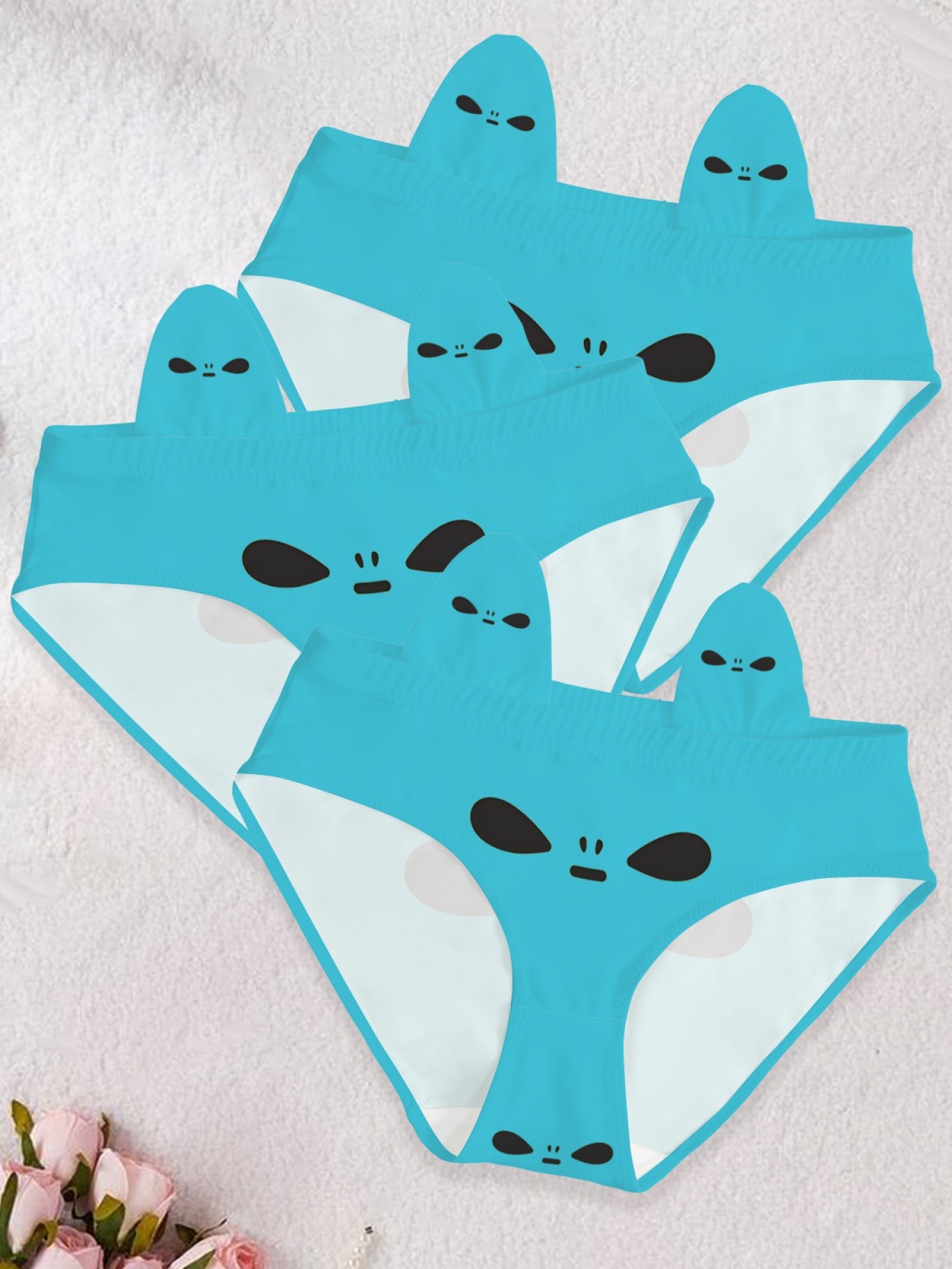 Alien Face Graphic Print Women's Cheeky Panties - Fun Novelty Breathable Briefs