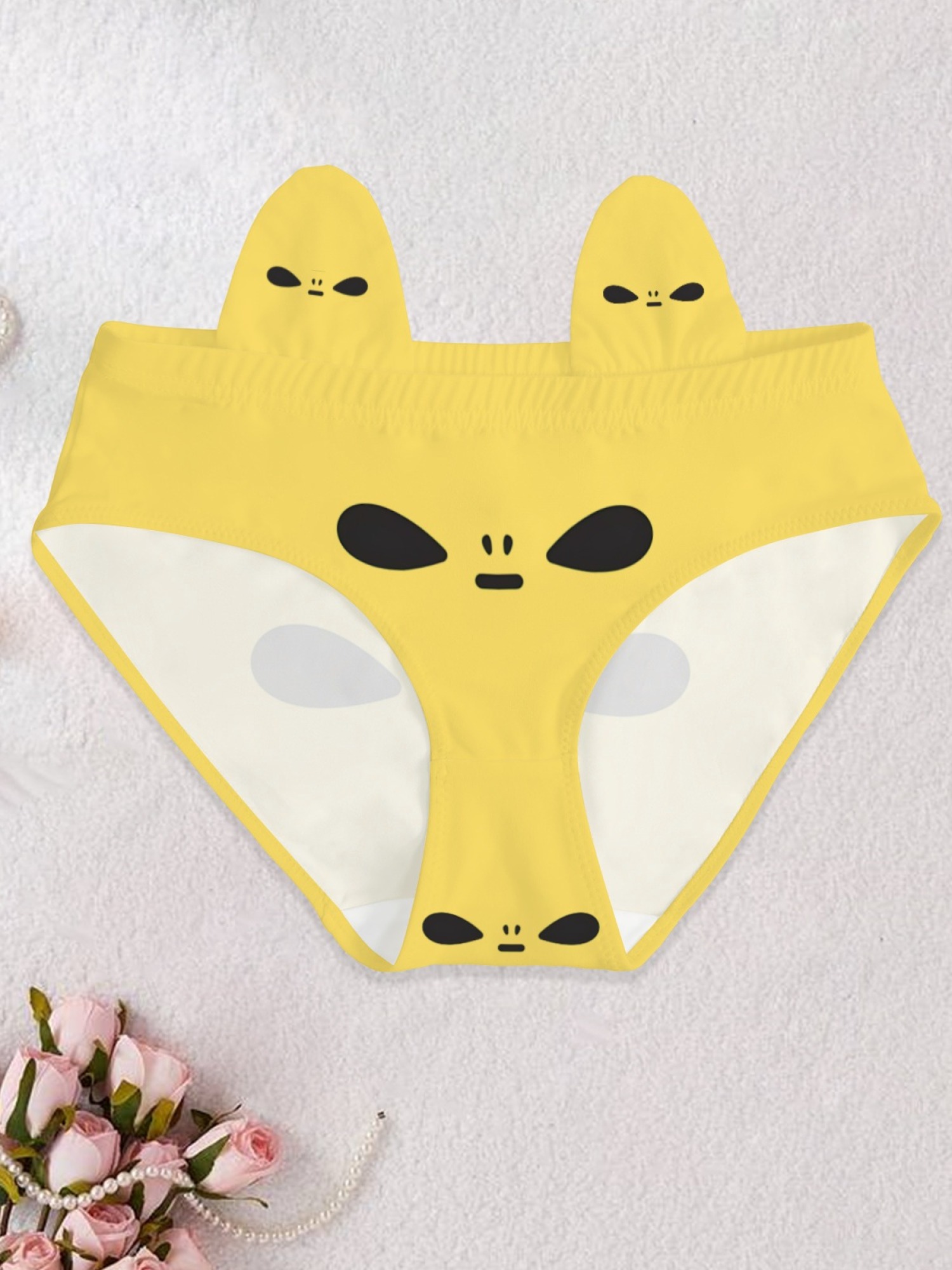 Alien Face Graphic Print Women's Cheeky Panties - Fun Novelty Breathable Briefs