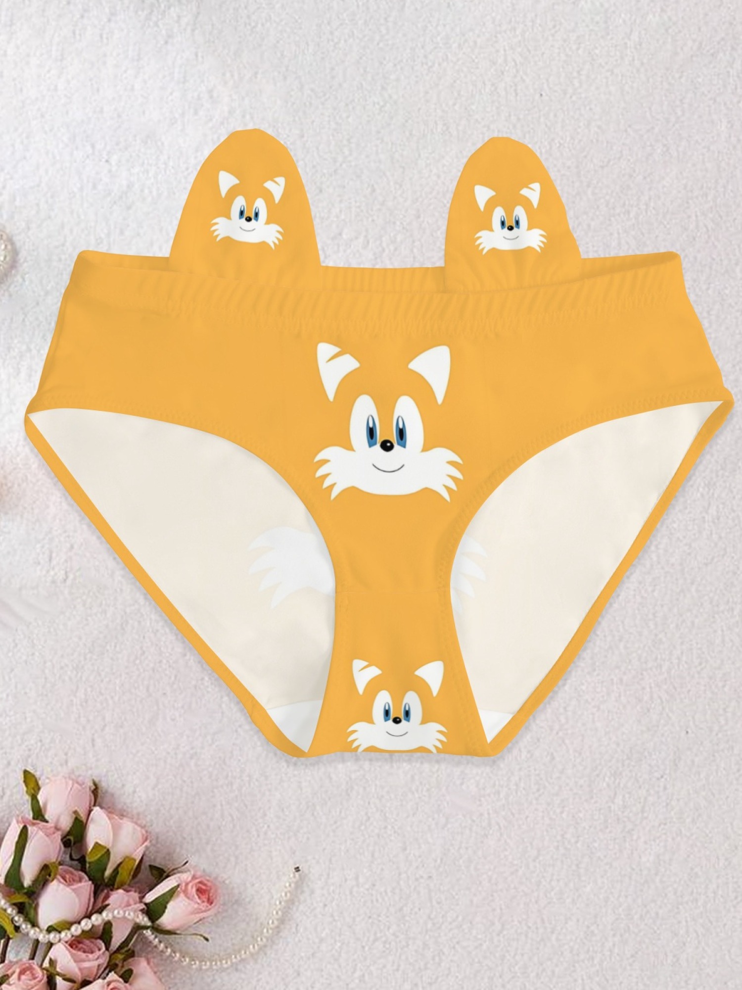 Kawaii Tails Character Printed Women's Panties with 3D Ears | Sonic Inspired
