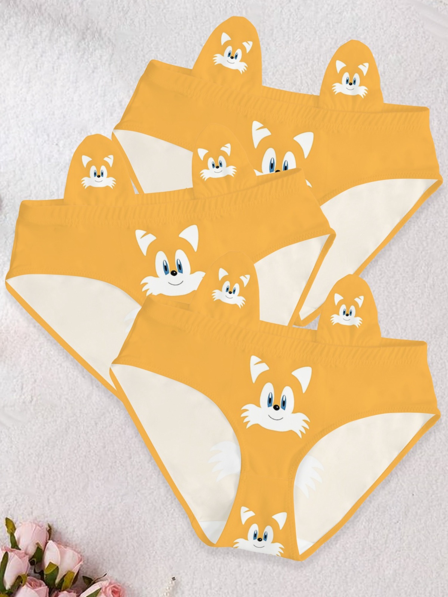Kawaii Tails Character Printed Women's Panties with 3D Ears | Sonic Inspired