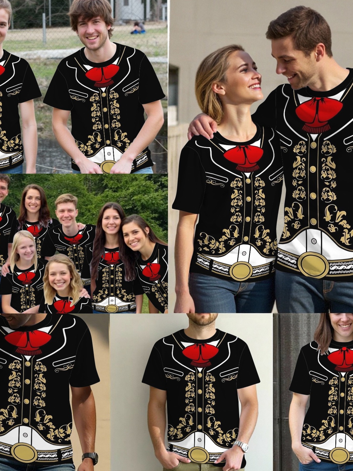 Men's Funny Tuxedo Printed T-Shirt - Novelty Formal Suit Costume Graphic Tee