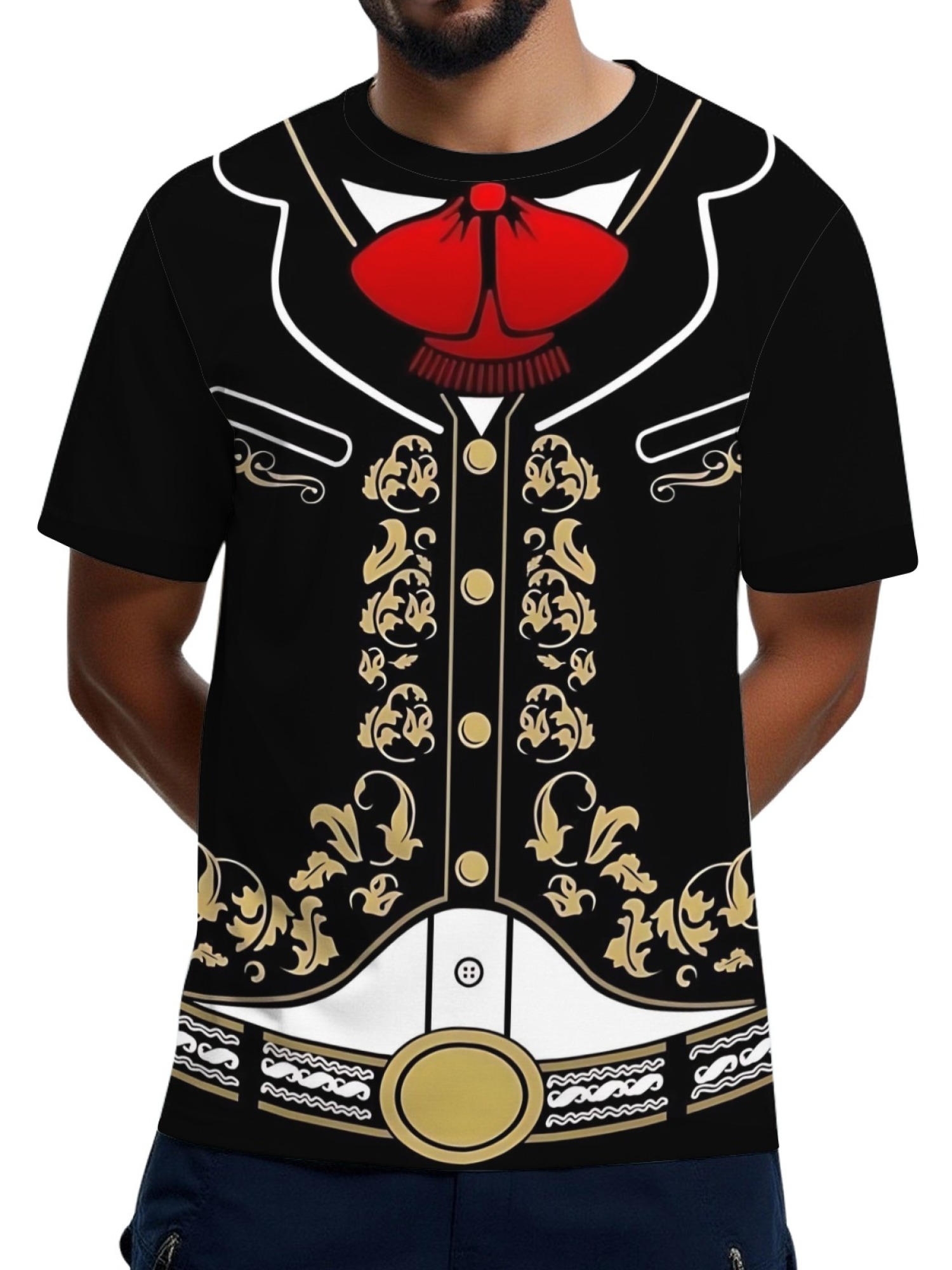 Men's Funny Tuxedo Printed T-Shirt - Novelty Formal Suit Costume Graphic Tee