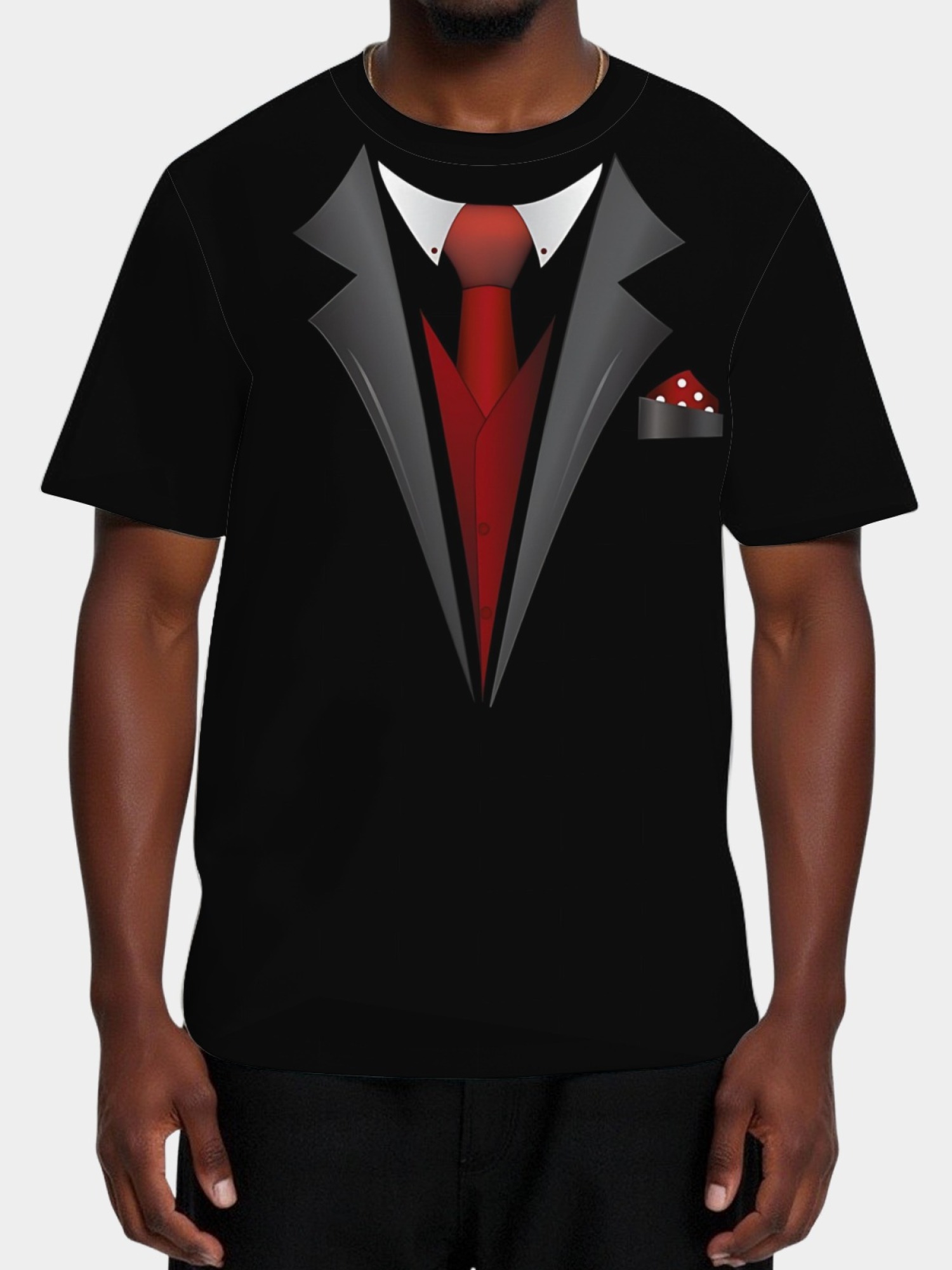 Men's Funny Tuxedo Printed T-Shirt - Novelty Formal Suit Costume Graphic Tee