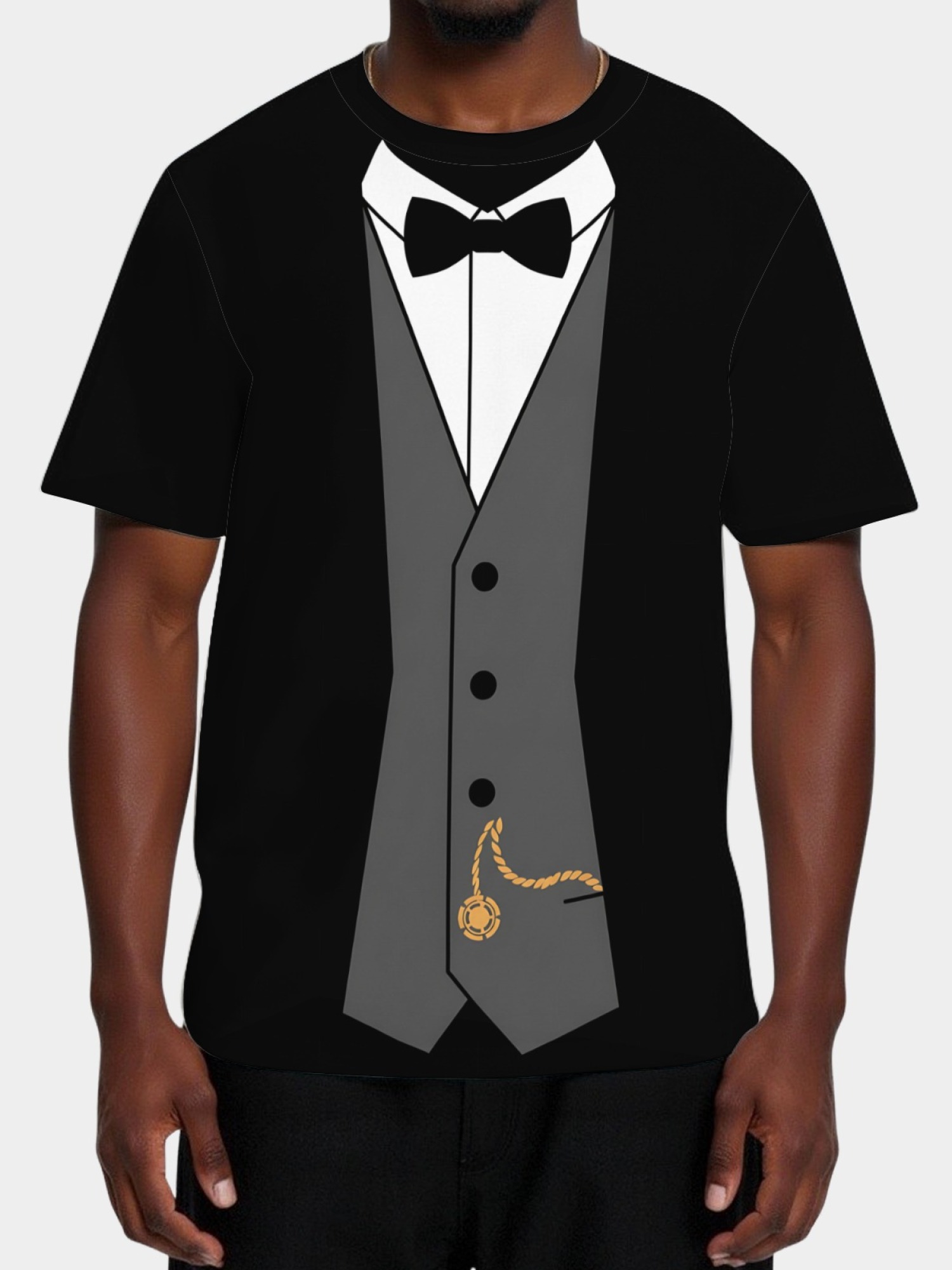 Men's Funny Tuxedo Printed T-Shirt - Novelty Formal Suit Costume Graphic Tee