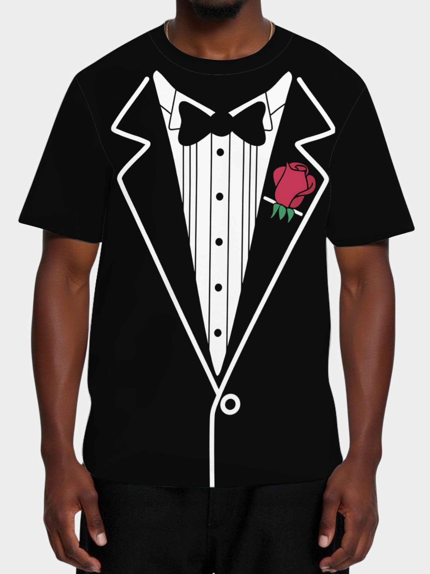 Men's Funny Tuxedo Printed T-Shirt - Novelty Formal Suit Costume Graphic Tee