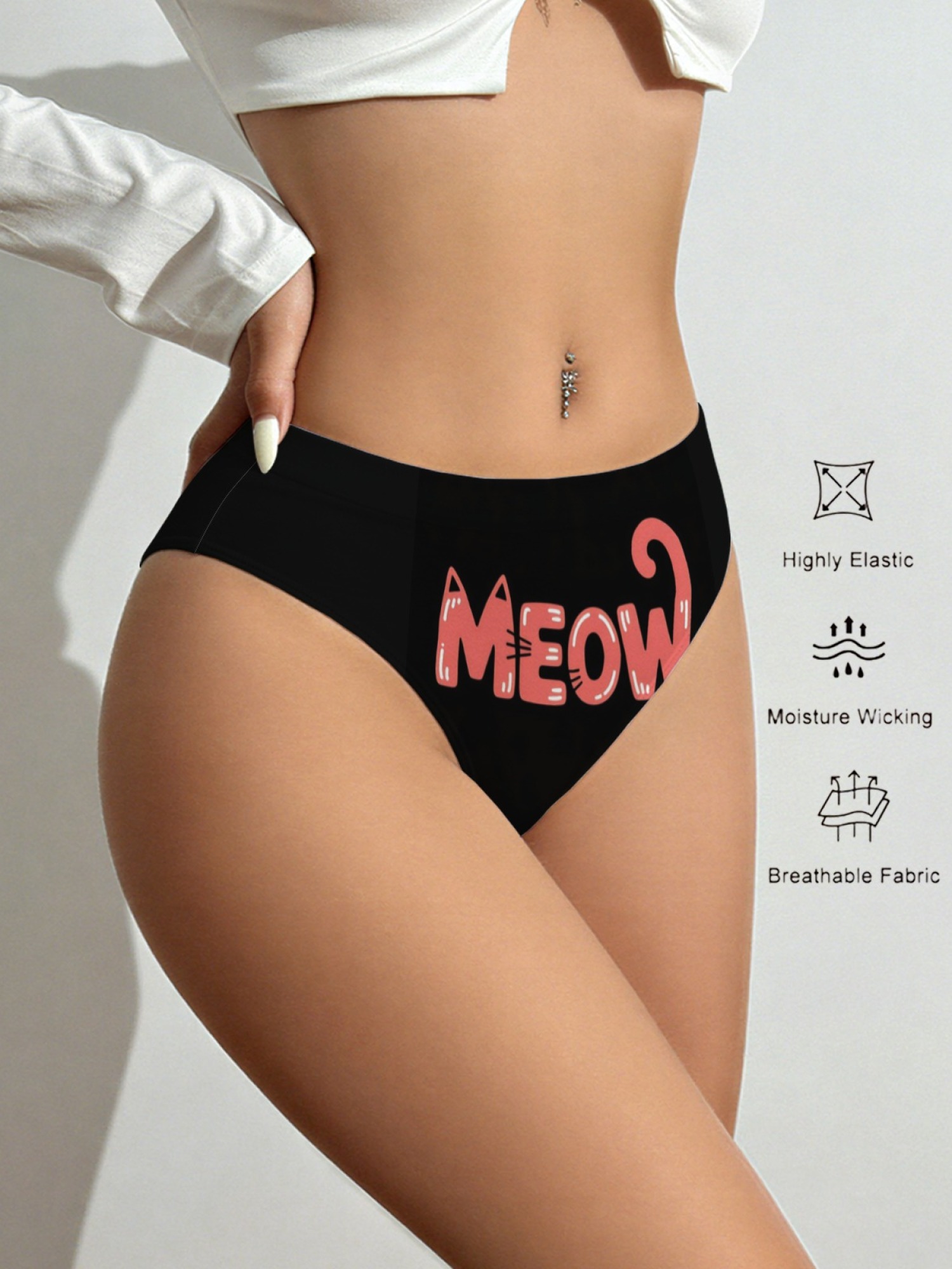 Cute Women's Cat Ear Panties - Playful "MEOW" Design