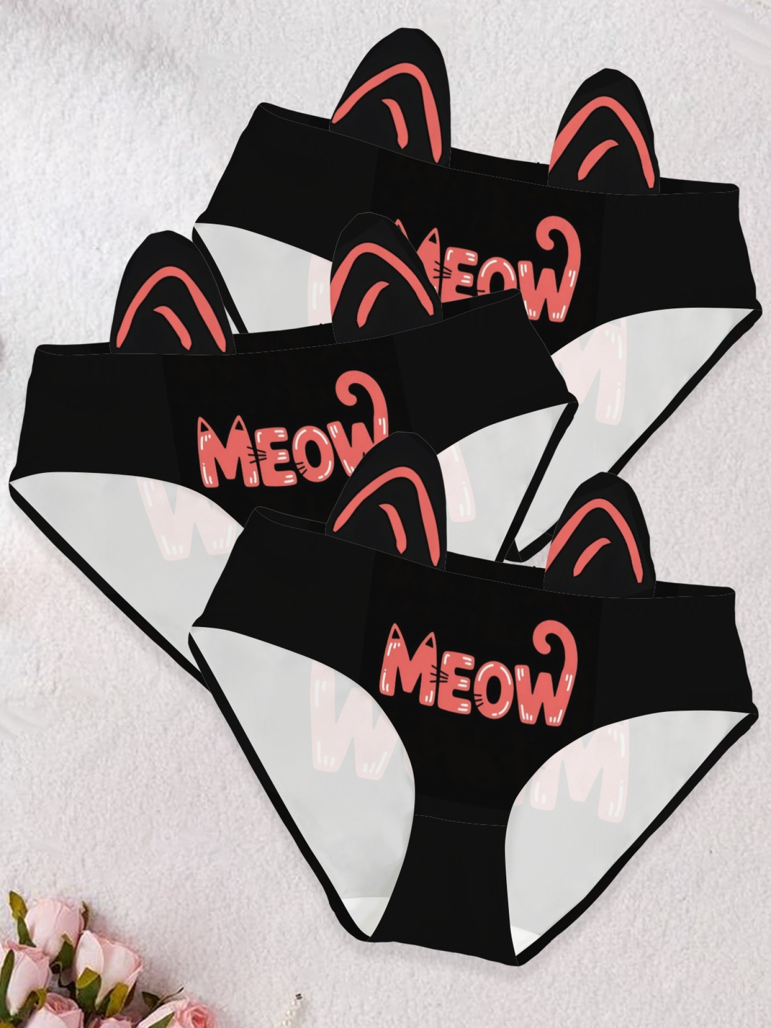 Cute Women's Cat Ear Panties - Playful "MEOW" Design