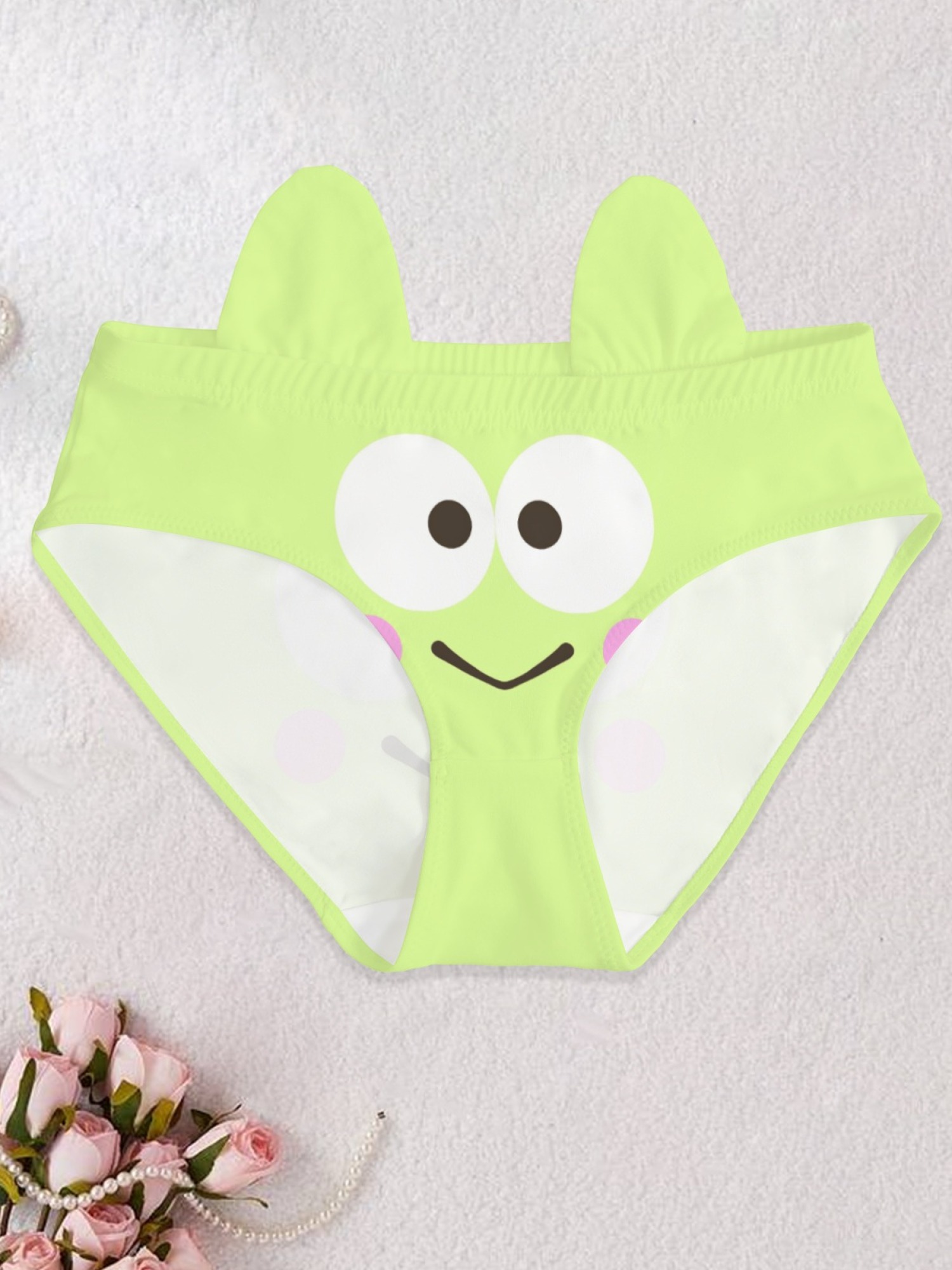 Kawaii Green Frog Print Women's Panties - Cute Cartoon Seamless Briefs