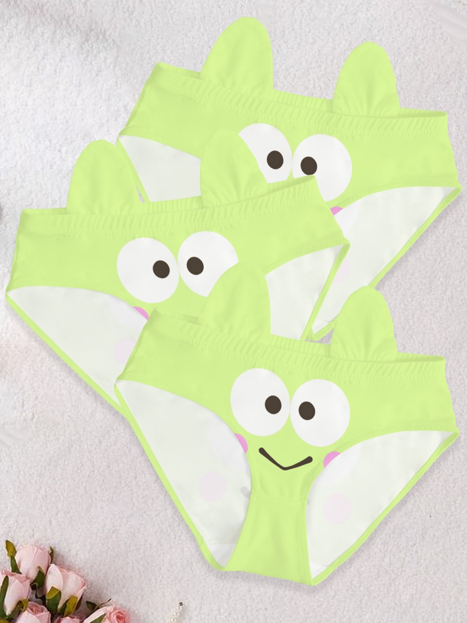 Kawaii Green Frog Print Women's Panties - Cute Cartoon Seamless Briefs