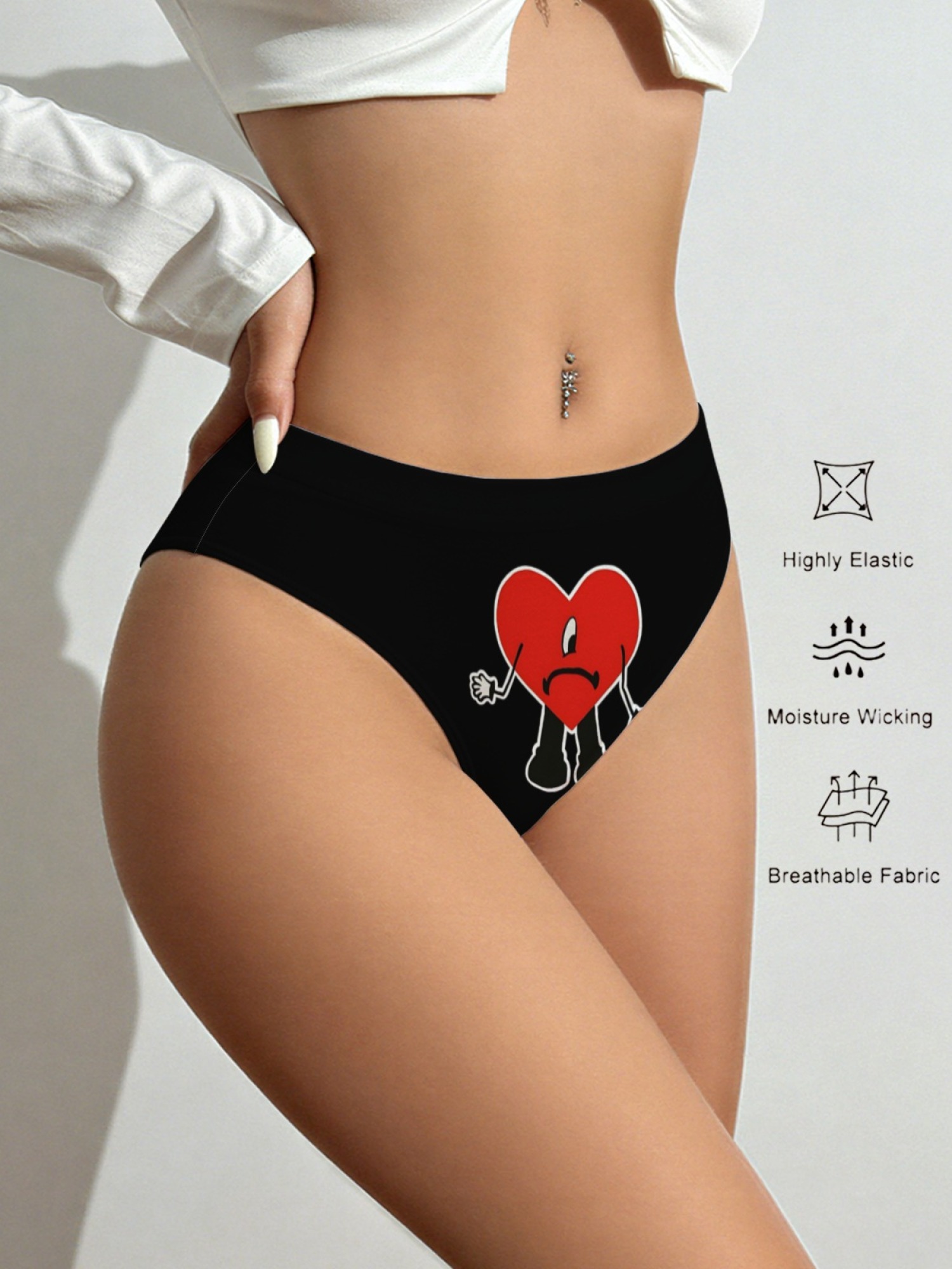 Bad Bunny Un Verano Sin Ti Red Sad Heart Printed Women's Panties - Trendy Reggaeton Fan Lingerie