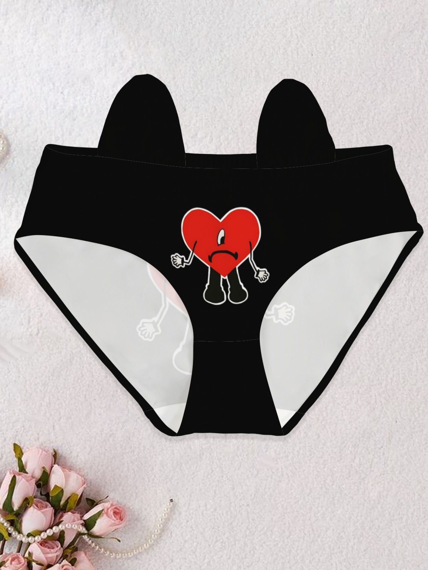 Bad Bunny Un Verano Sin Ti Red Sad Heart Printed Women's Panties - Trendy Reggaeton Fan Lingerie