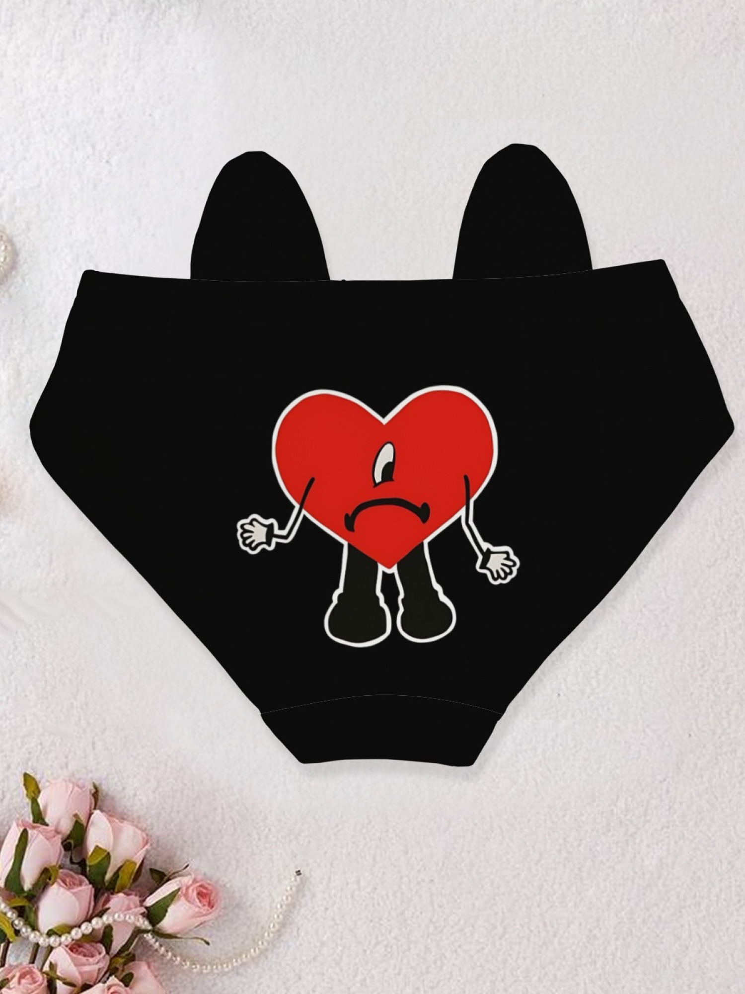 Bad Bunny Un Verano Sin Ti Red Sad Heart Printed Women's Panties - Trendy Reggaeton Fan Lingerie