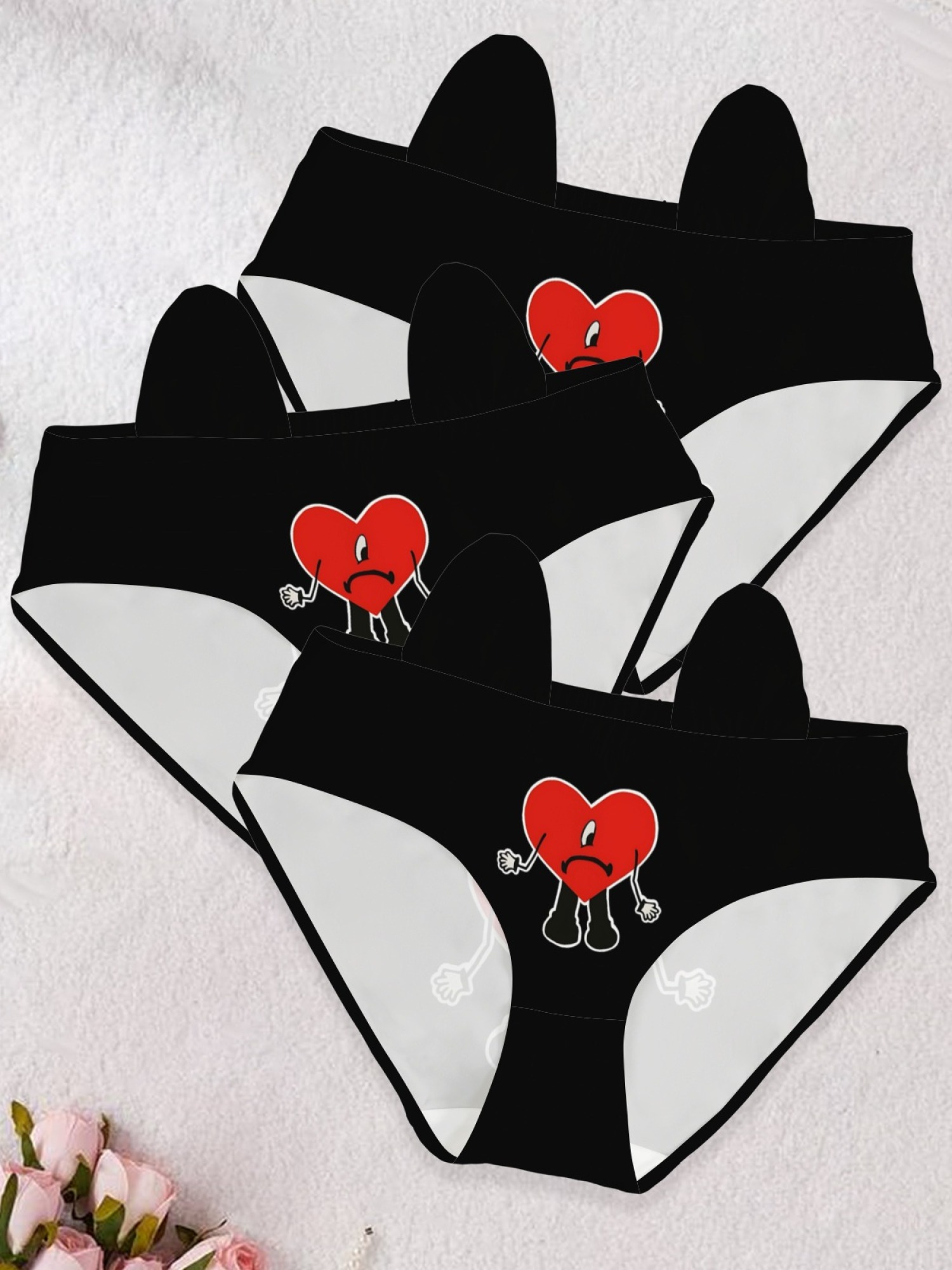 Bad Bunny Un Verano Sin Ti Red Sad Heart Printed Women's Panties - Trendy Reggaeton Fan Lingerie