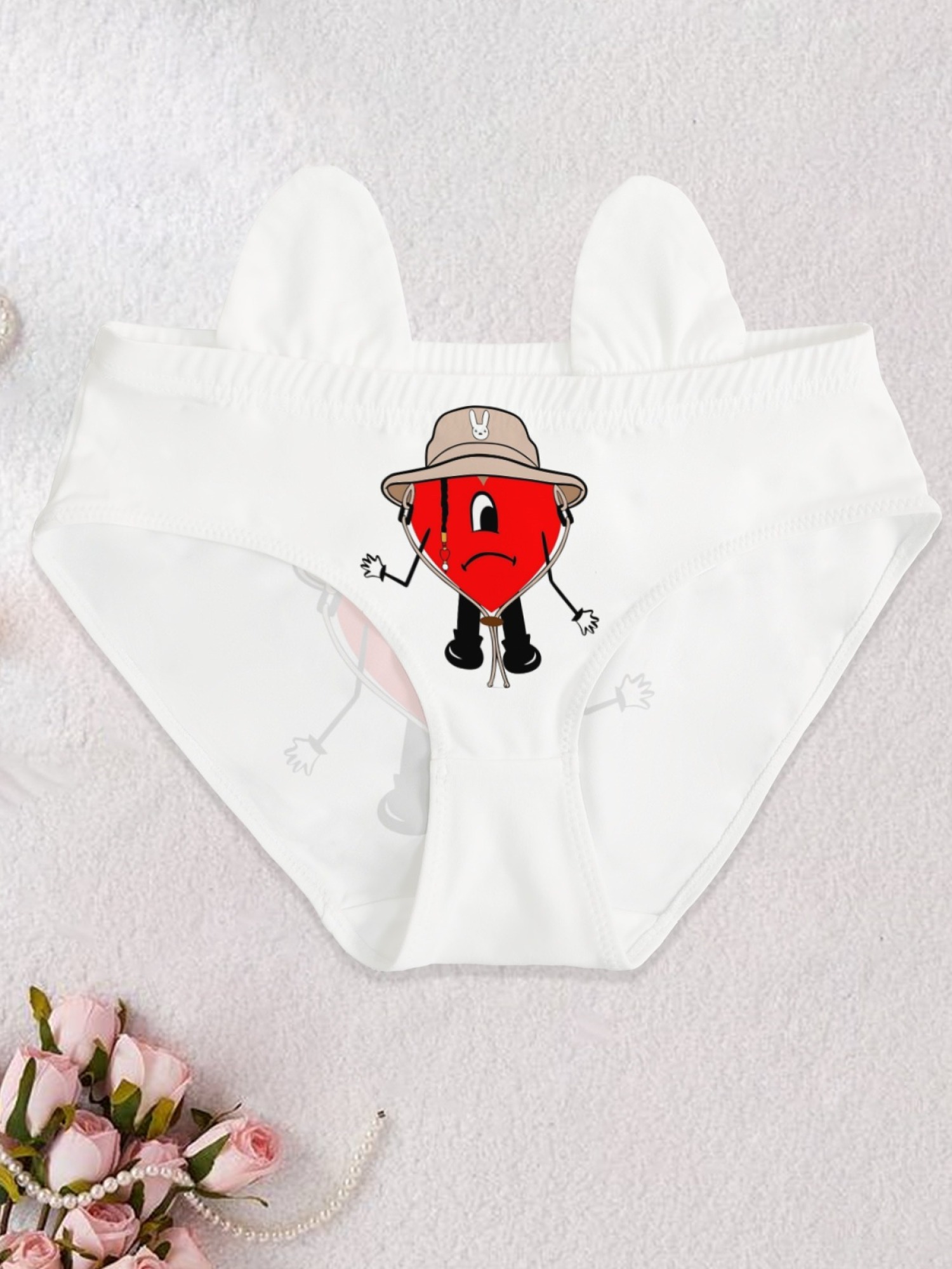 Bad Bunny Un Verano Sin Ti Red Sad Heart Printed Women's Panties - Trendy Reggaeton Fan Lingerie