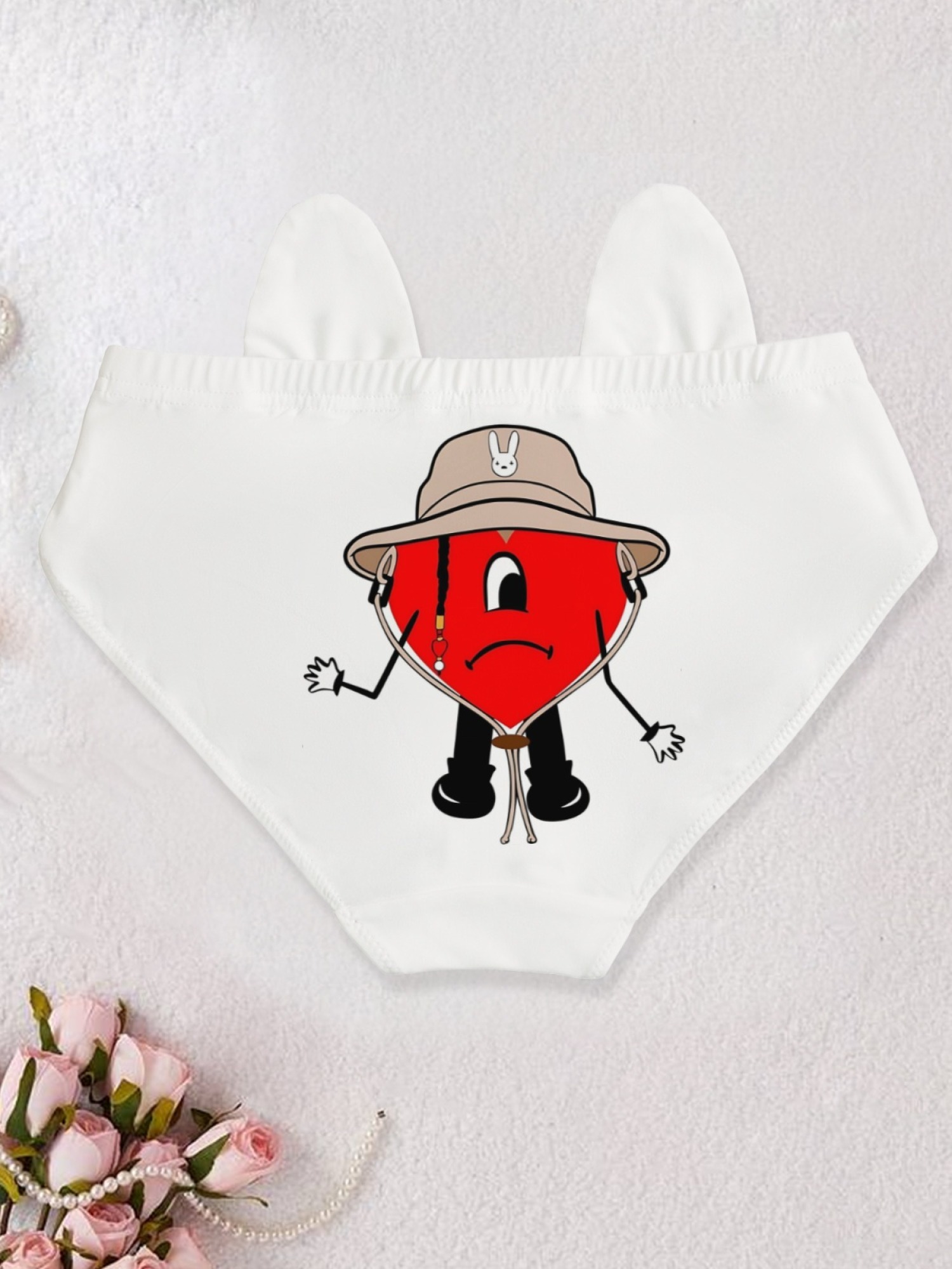 Bad Bunny Un Verano Sin Ti Red Sad Heart Printed Women's Panties - Trendy Reggaeton Fan Lingerie