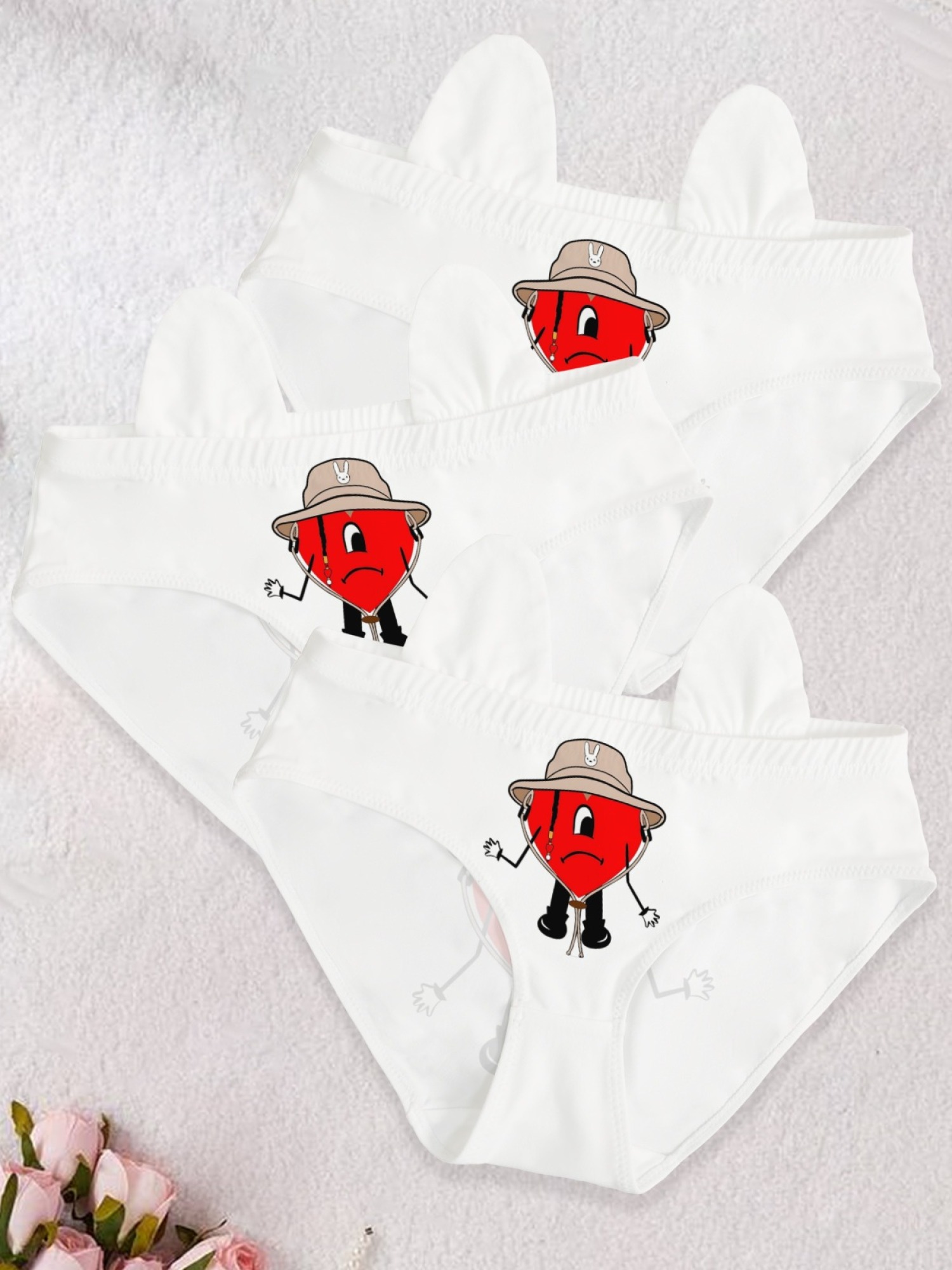 Bad Bunny Un Verano Sin Ti Red Sad Heart Printed Women's Panties - Trendy Reggaeton Fan Lingerie