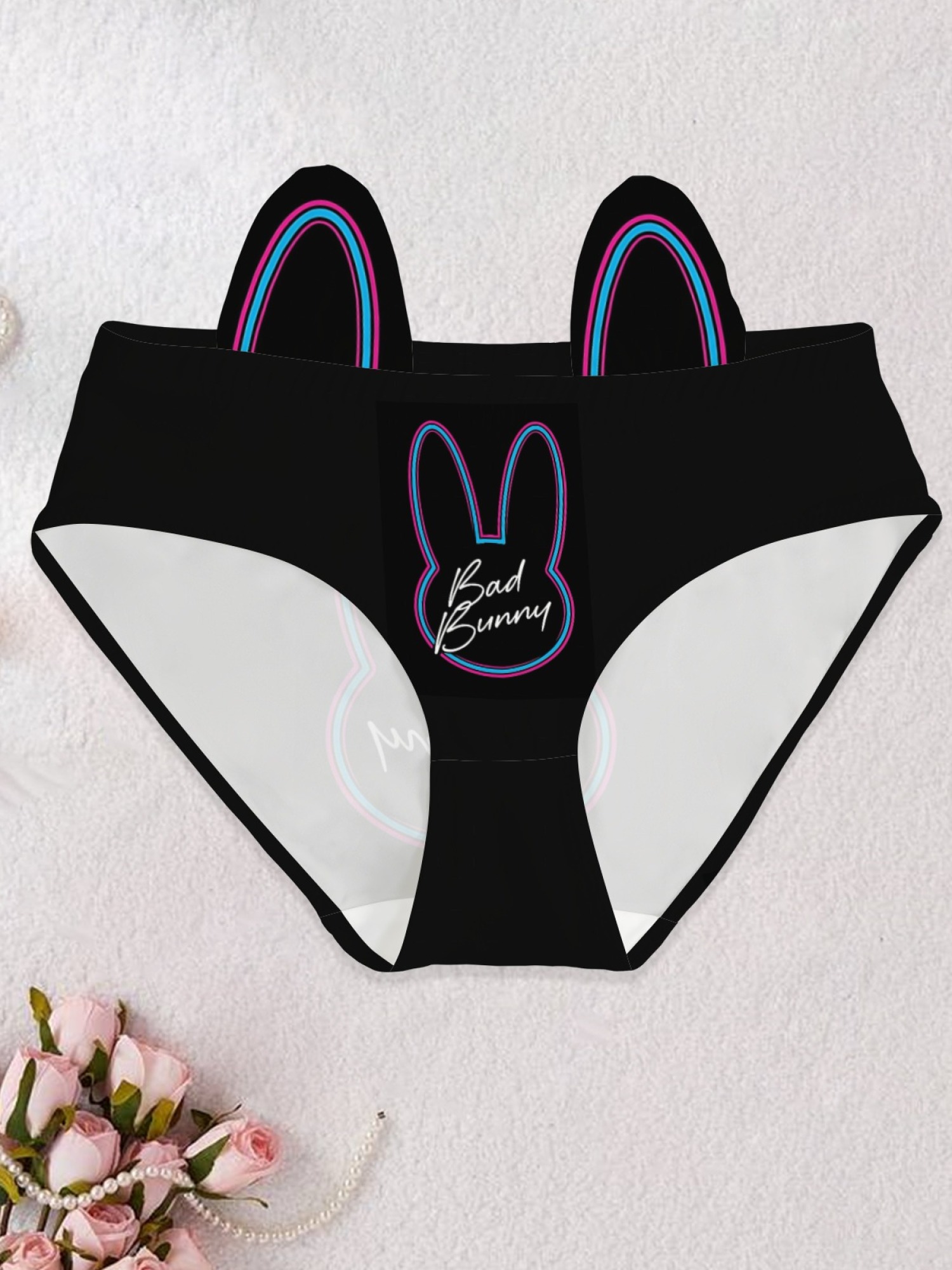 Bad Bunny Inspired Women's Printed Panties - Sexy Bunny Logo Low-Rise Lingerie (5 Colors)