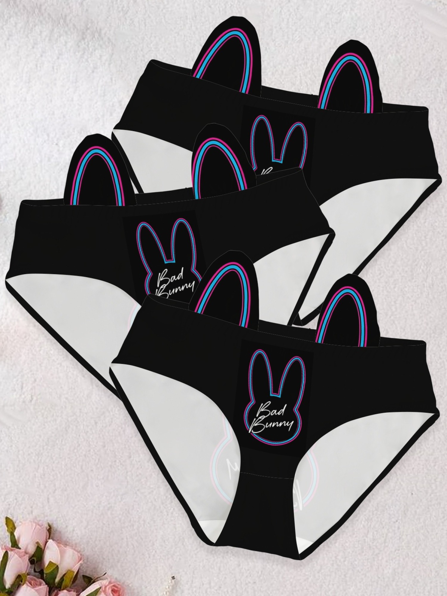Bad Bunny Inspired Women's Printed Panties - Sexy Bunny Logo Low-Rise Lingerie (5 Colors)