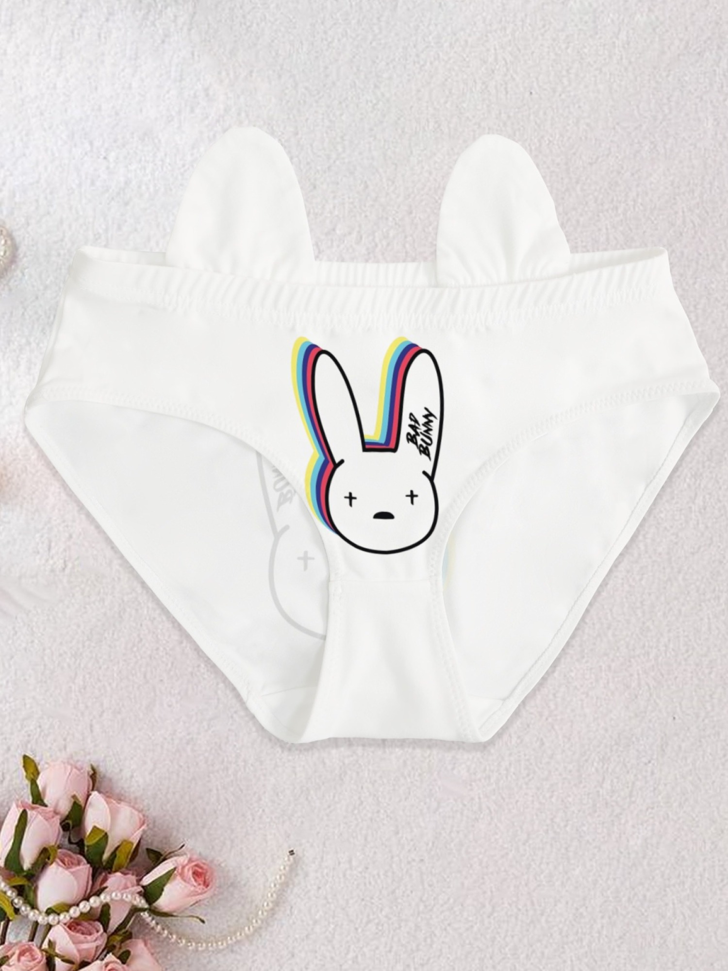 Bad Bunny Inspired Women's Printed Panties - Sexy Bunny Logo Low-Rise Lingerie (5 Colors)