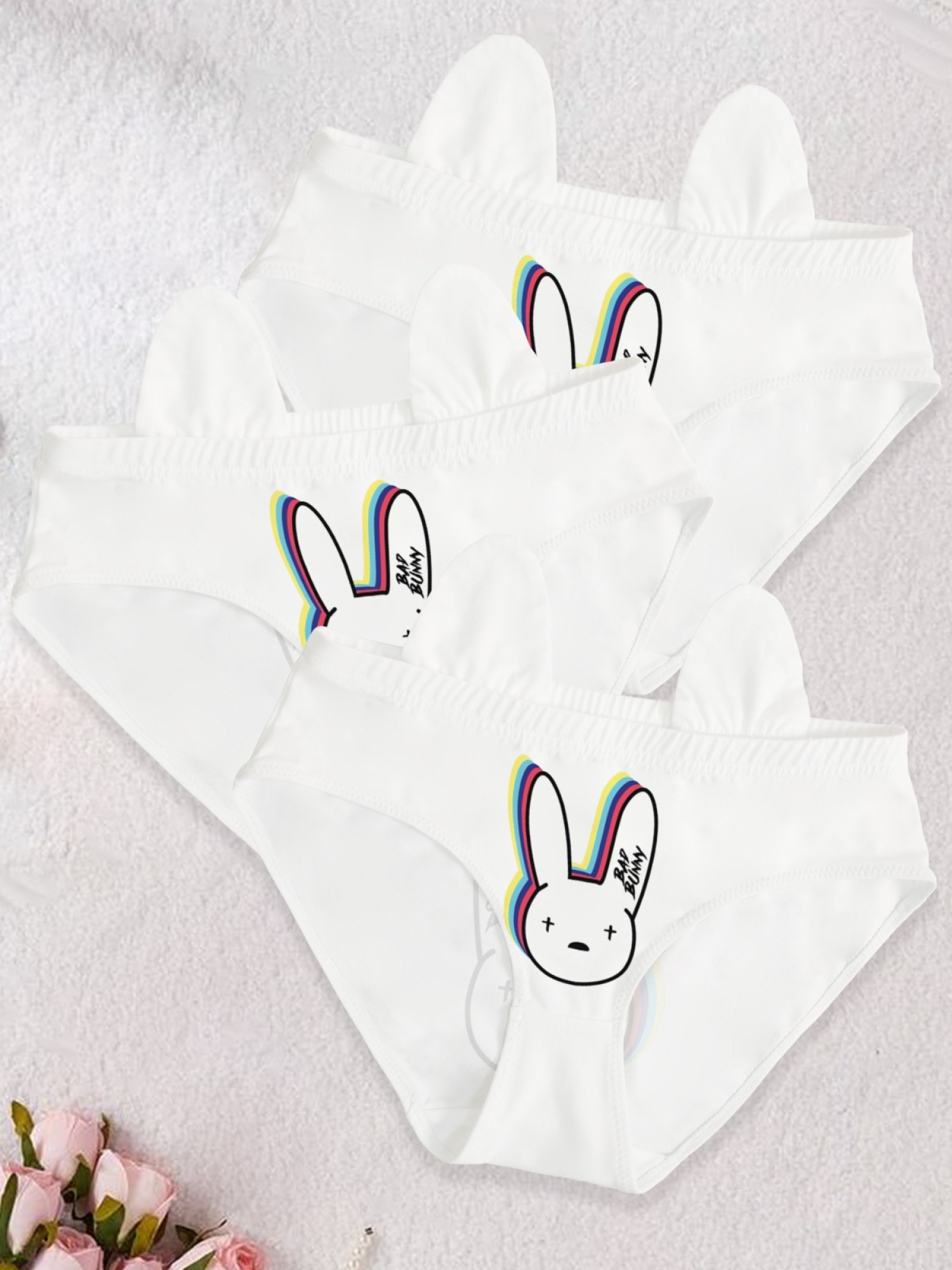 Bad Bunny Inspired Women's Printed Panties - Sexy Bunny Logo Low-Rise Lingerie (5 Colors)