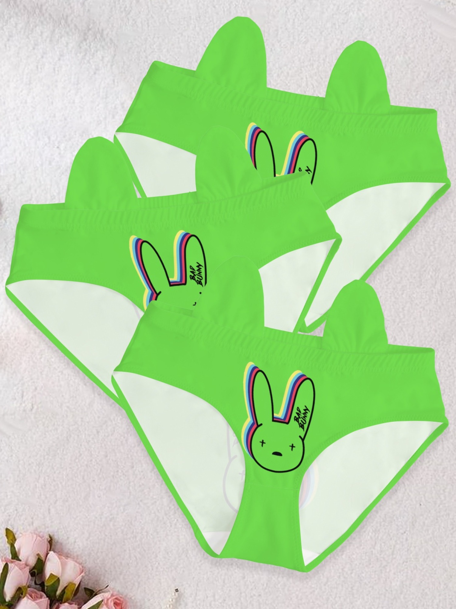 Bad Bunny Inspired Women's Printed Panties - Sexy Bunny Logo Low-Rise Lingerie (5 Colors)