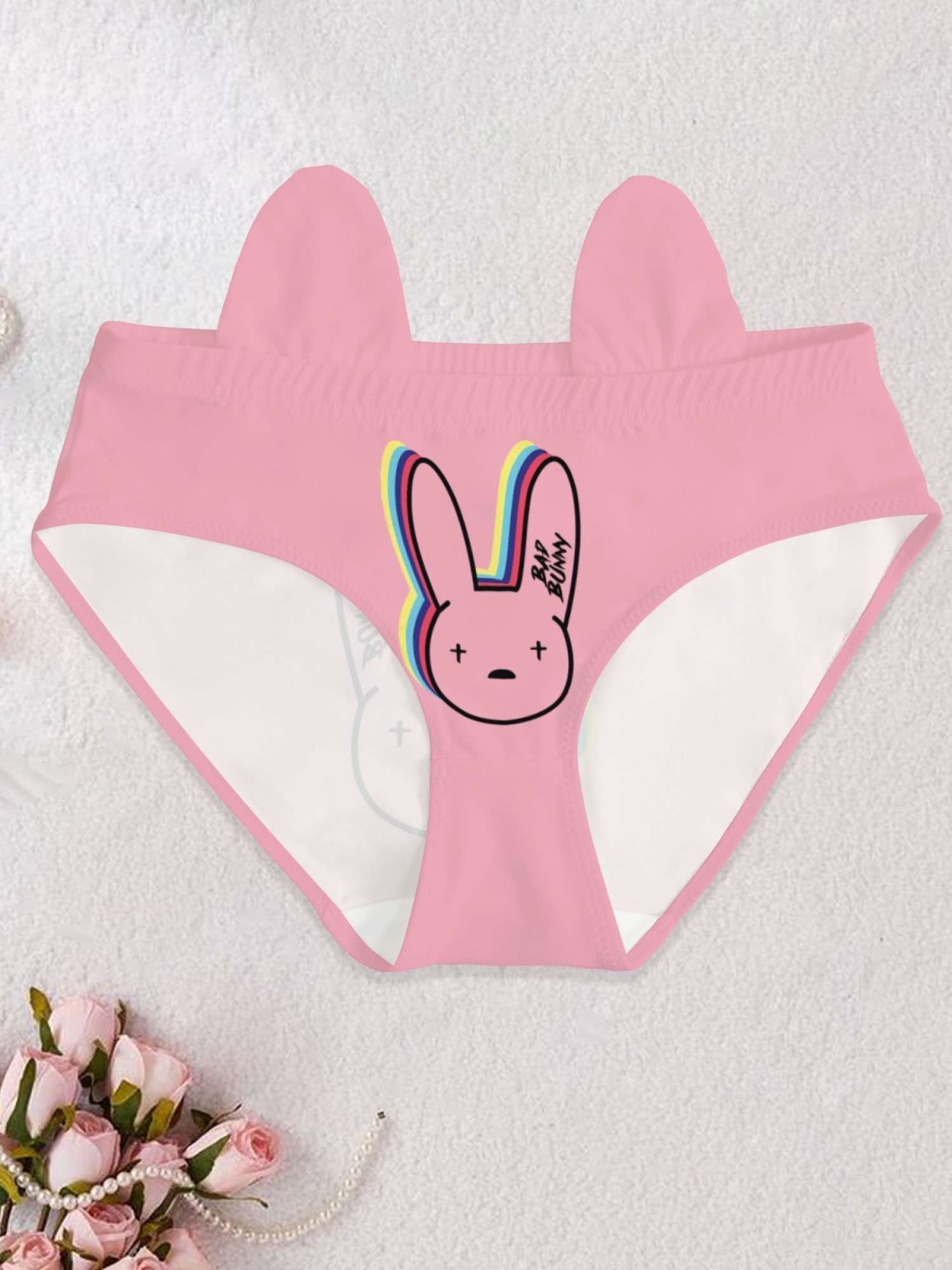 Bad Bunny Inspired Women's Printed Panties - Sexy Bunny Logo Low-Rise Lingerie (5 Colors)