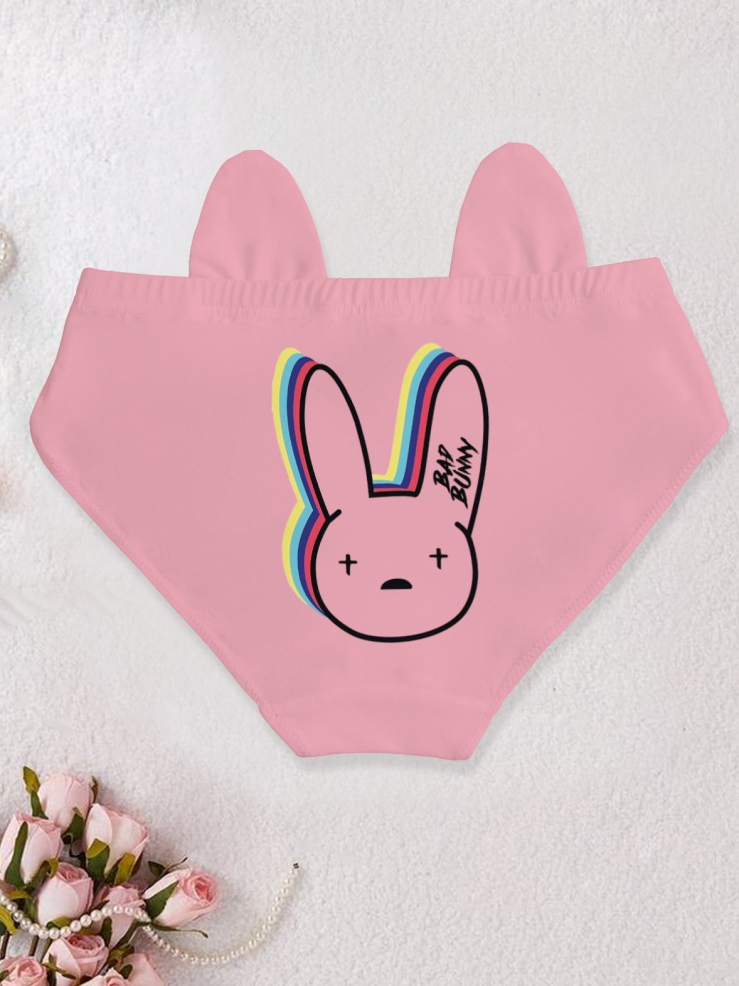 Bad Bunny Inspired Women's Printed Panties - Sexy Bunny Logo Low-Rise Lingerie (5 Colors)