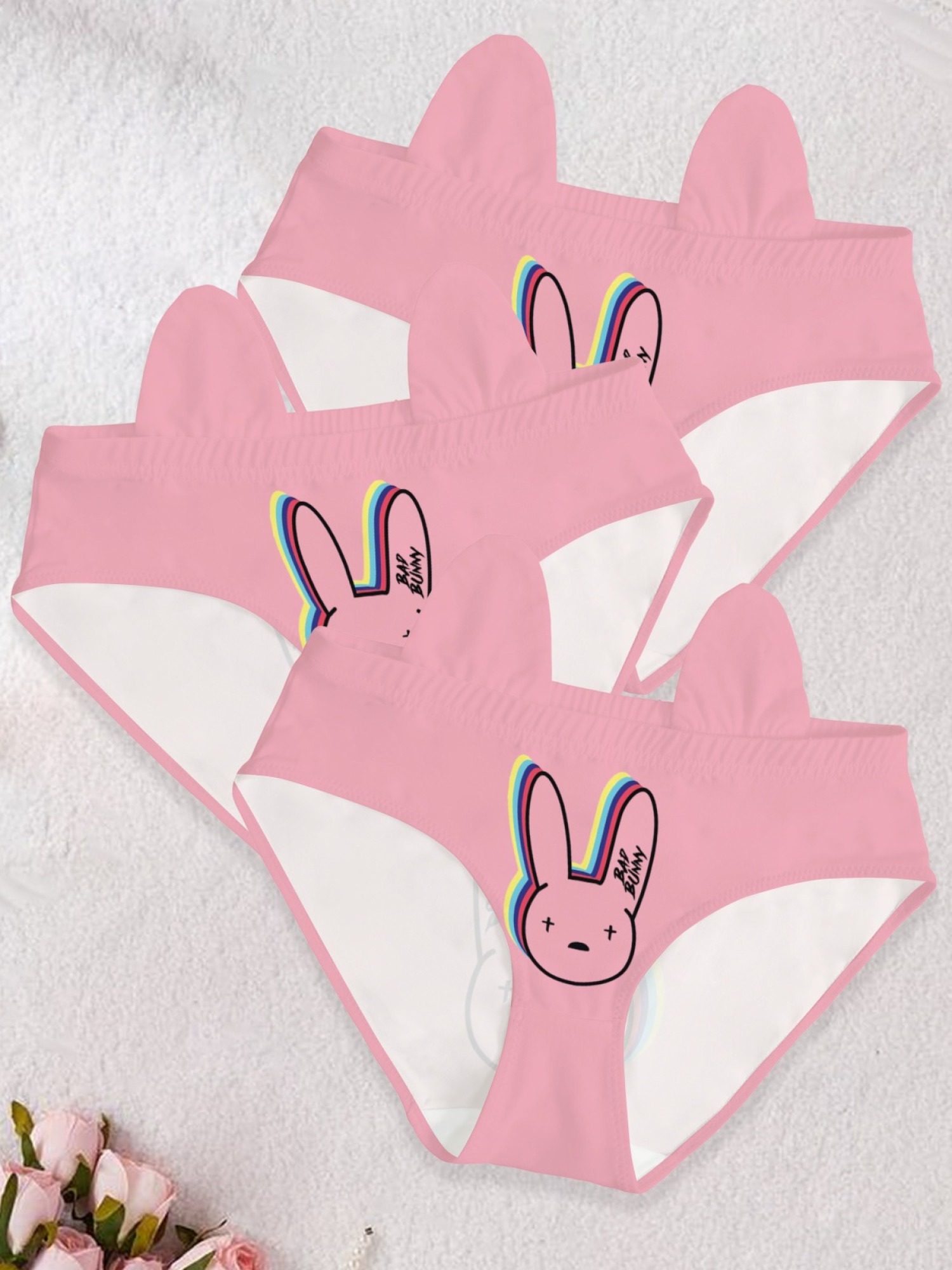 Bad Bunny Inspired Women's Printed Panties - Sexy Bunny Logo Low-Rise Lingerie (5 Colors)
