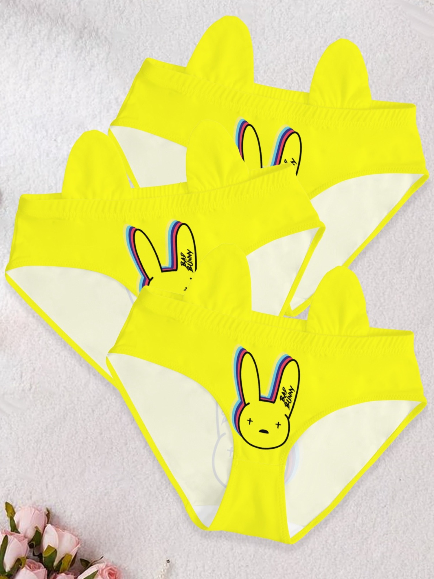 Bad Bunny Inspired Women's Printed Panties - Sexy Bunny Logo Low-Rise Lingerie (5 Colors)