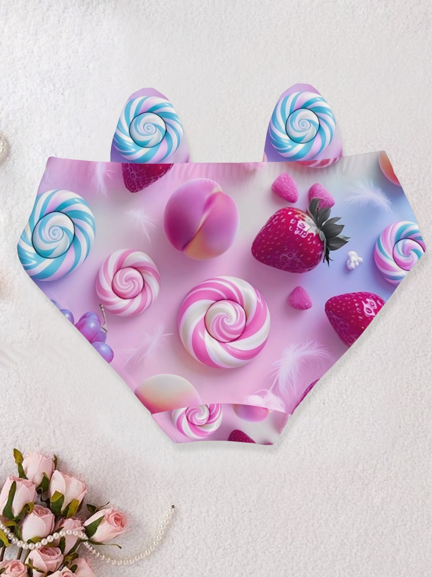Sweet Candy & Fruit Print Seamless Underwear for Women - Kawaii Lollipop & Strawberry Briefs