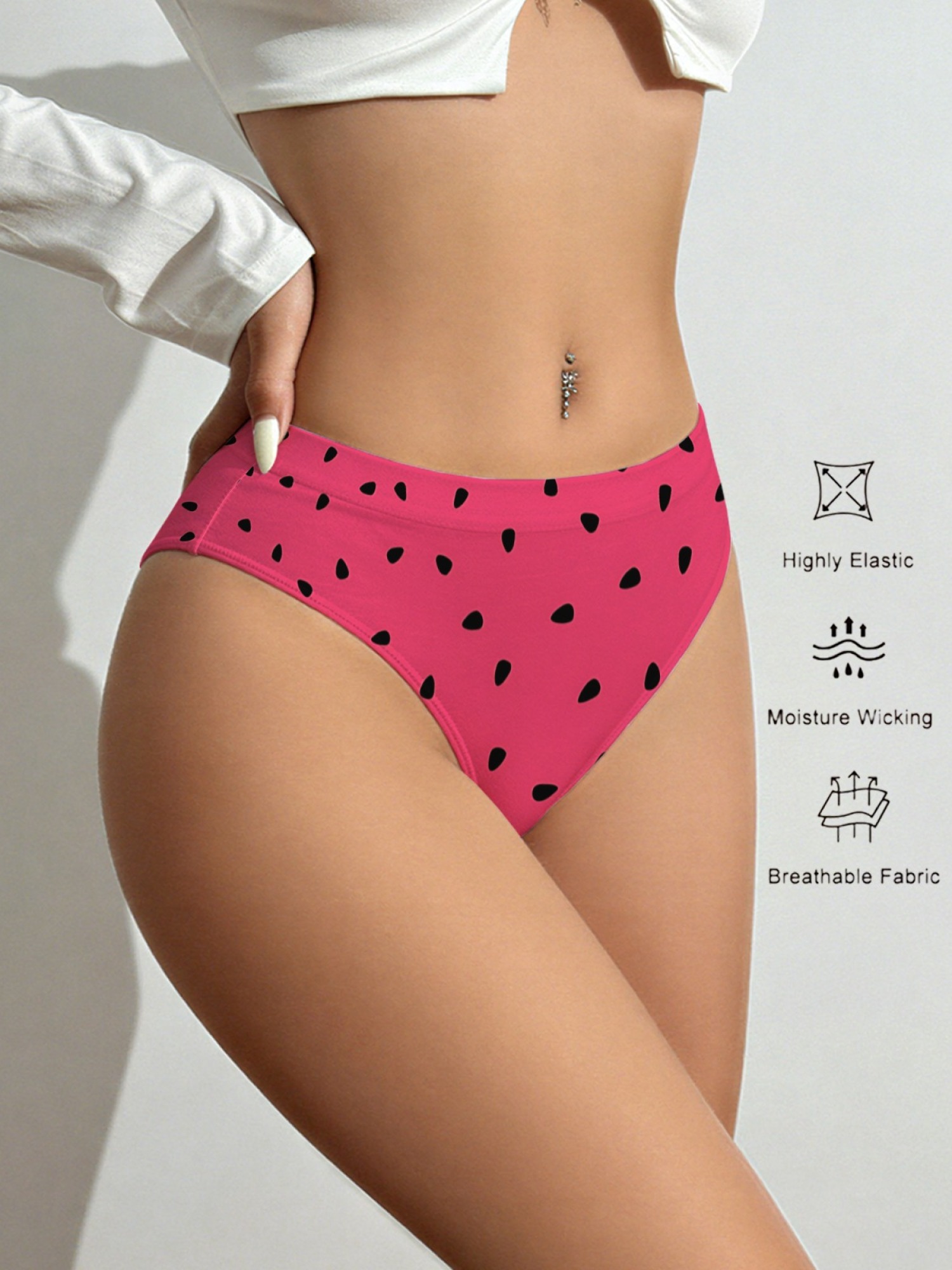 Women's Cute Watermelon Print Low-Rise Panties - Fun Fruit Pattern Seamless Briefs