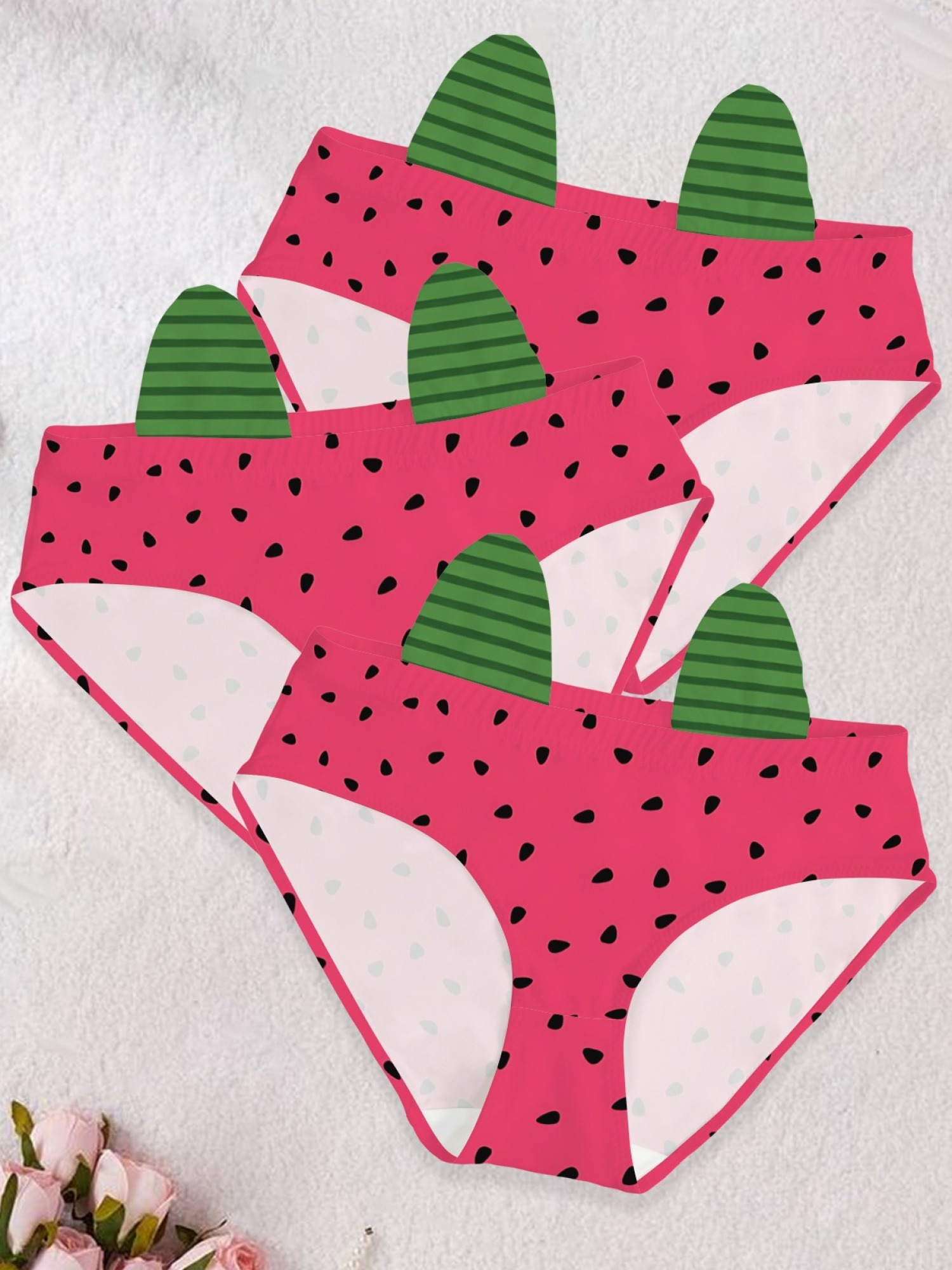 Women's Cute Watermelon Print Low-Rise Panties - Fun Fruit Pattern Seamless Briefs